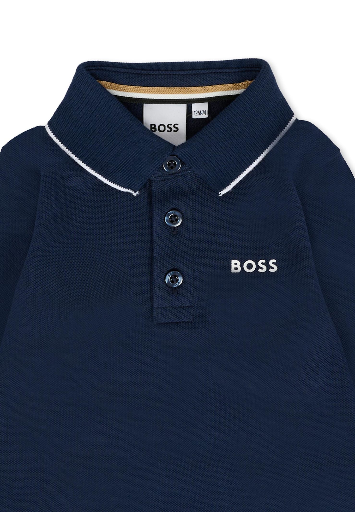 Hugo Boss Blue Polo Shirt For Baby Boy With Logo In Black