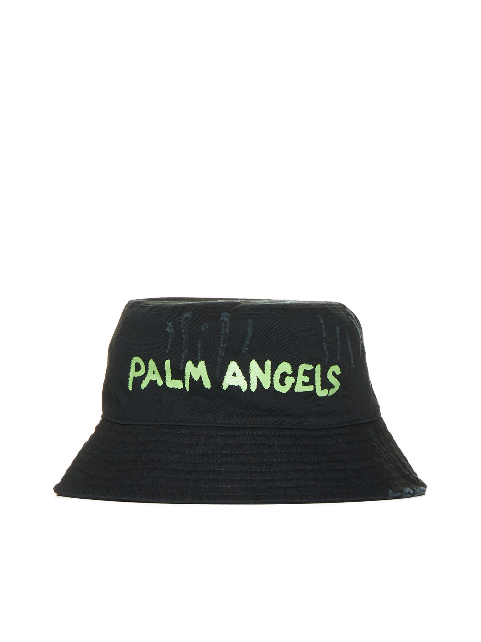 Palm Angels Logo Printed Distressed Bucket Hat