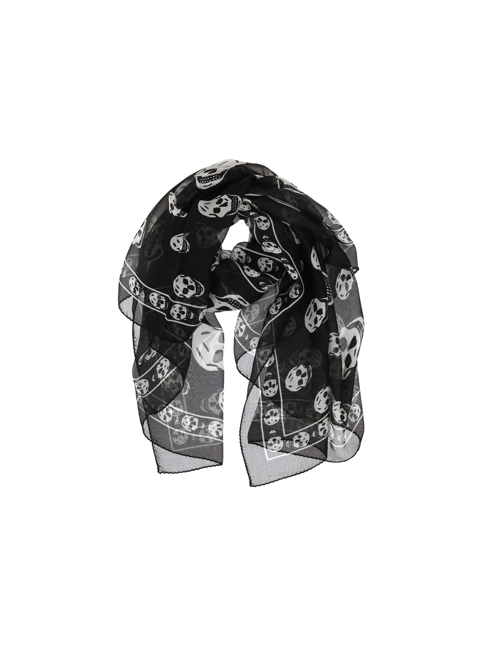 Shop Alexander Mcqueen Skull Foulard In Black