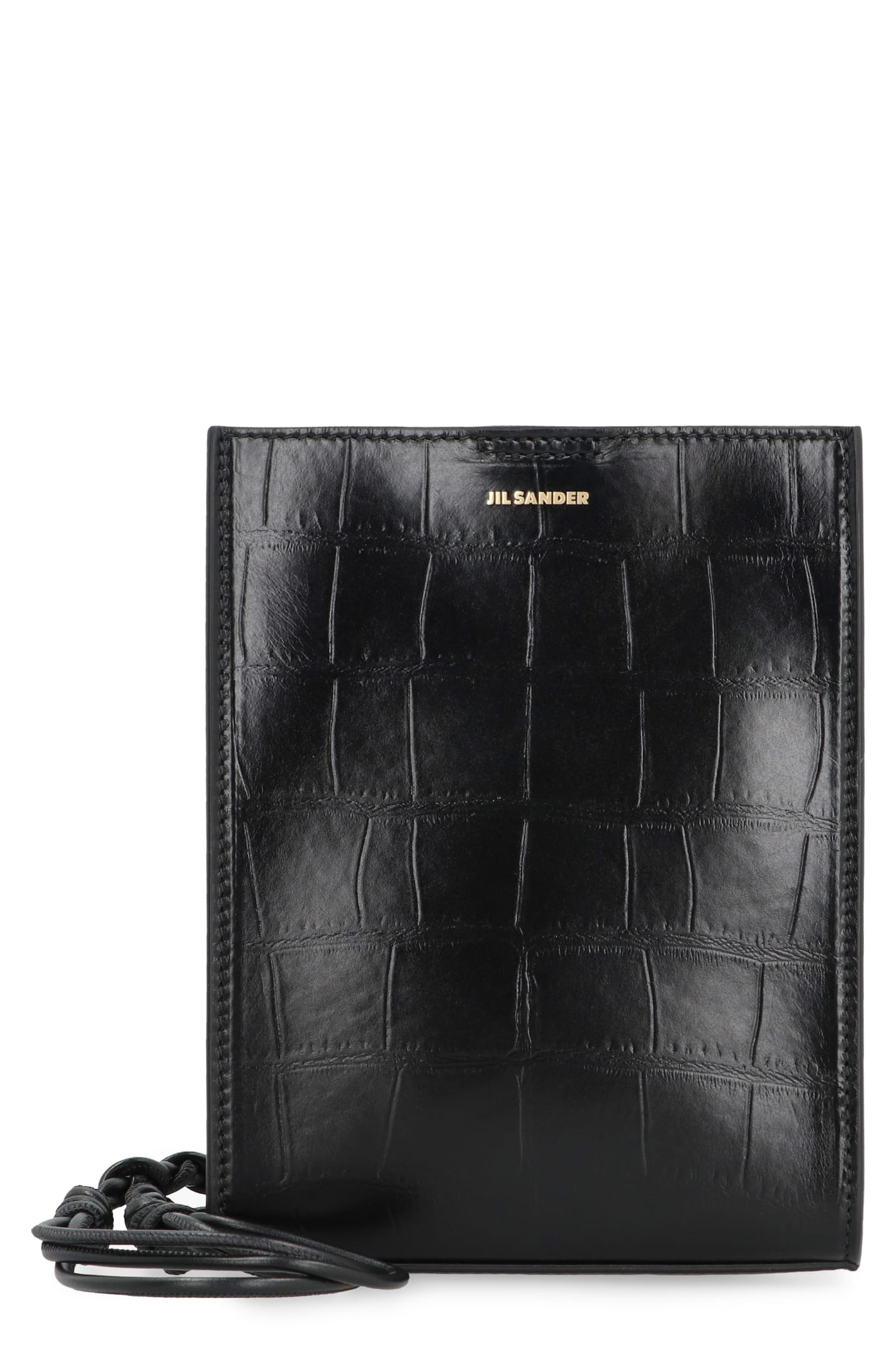 Shop Jil Sander Tangle Leather Crossbody Bag In Black