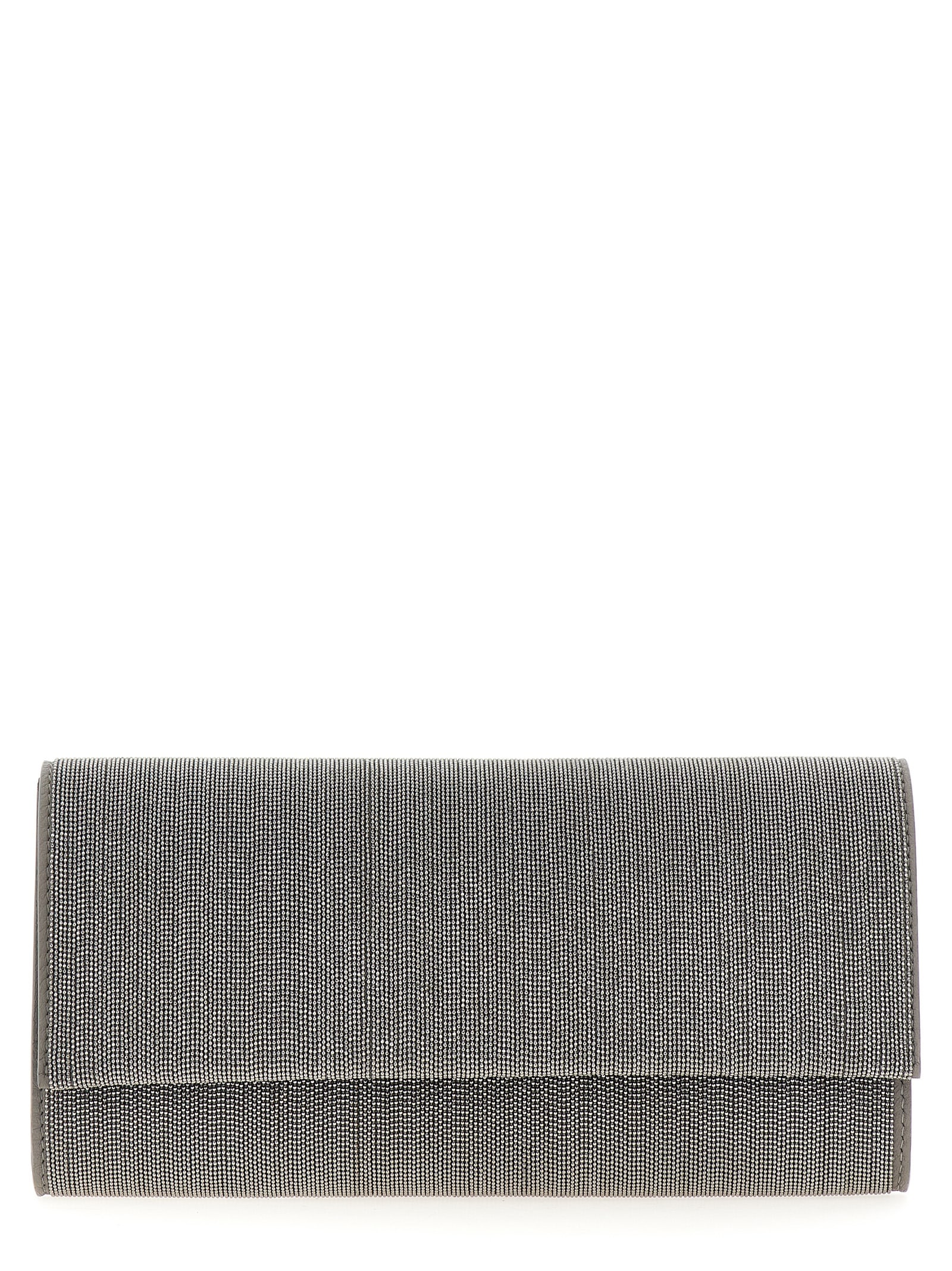 Shop Brunello Cucinelli Precious Clutch In Silver