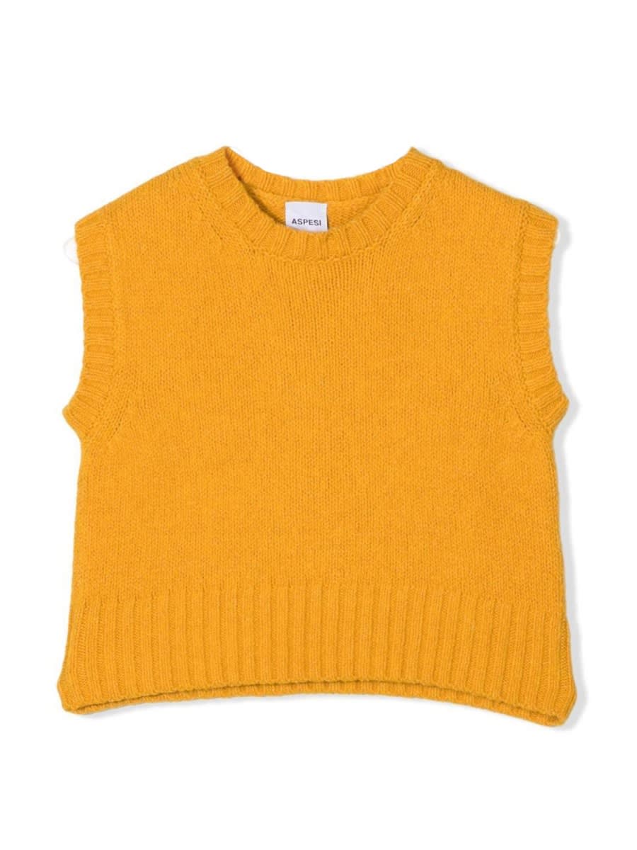 Shop Aspesi Tricot Vest. In Yellow