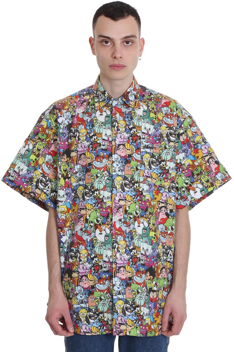Vetements Cartoon-print Brushed-cotton Shirt In Multicolor