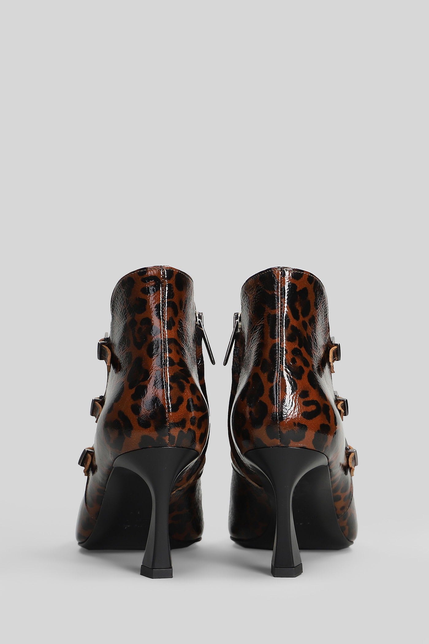 The Seller High Heels Ankle Boots In Animalier Leather In Animal Print