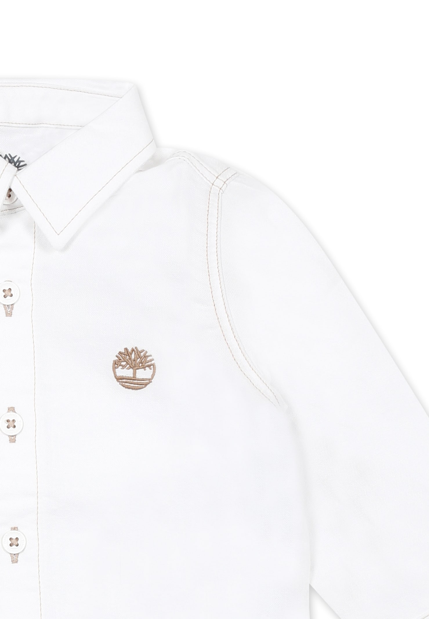 Timberland White Shirt For Baby Boy With Tree In White