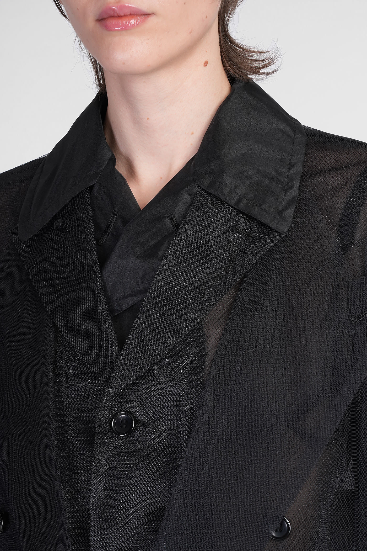 COMME DES GARÇONS BLAZER IN BLACK NYLON 