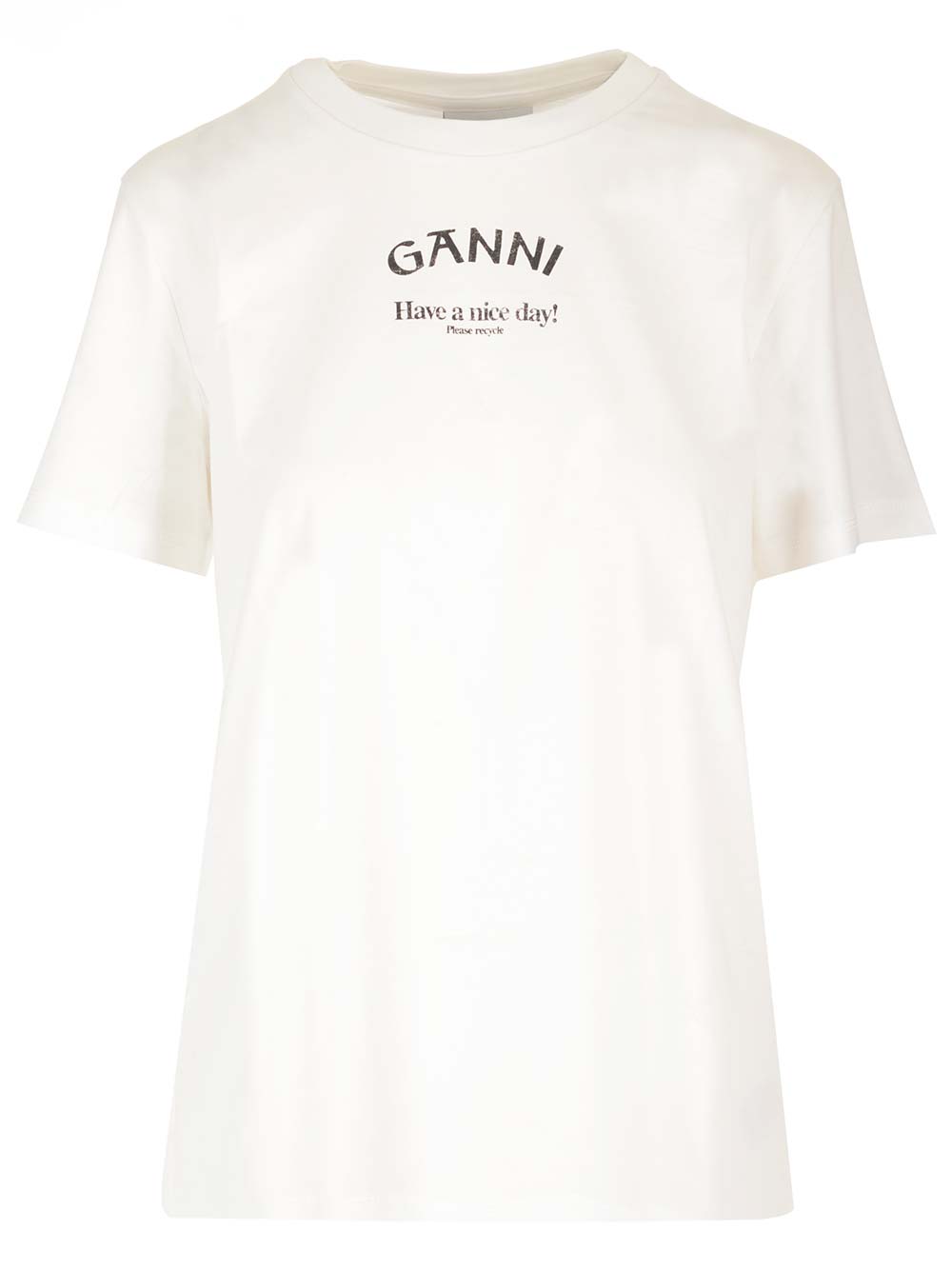 Shop Ganni Loose Fit T-shirt In Bianco