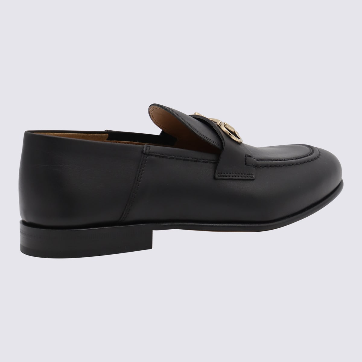 Shop Ferragamo Black Leather Loafers