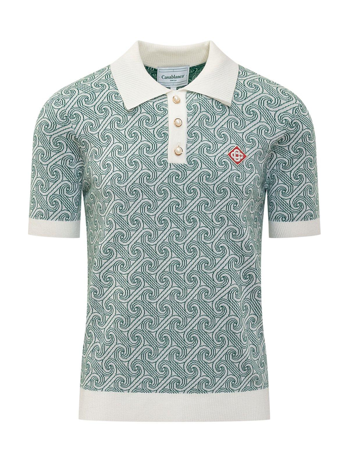 Shop Casablanca Column Jacquard Monogram Polo Shirt In Multicolour