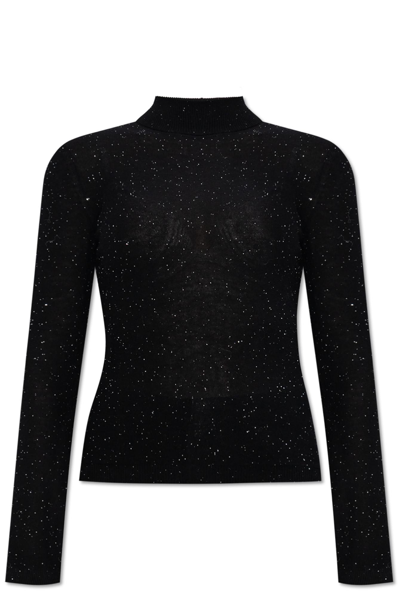 Fabiana Filippi Sparkling Finish Turtleneck Wool Sweater In Black