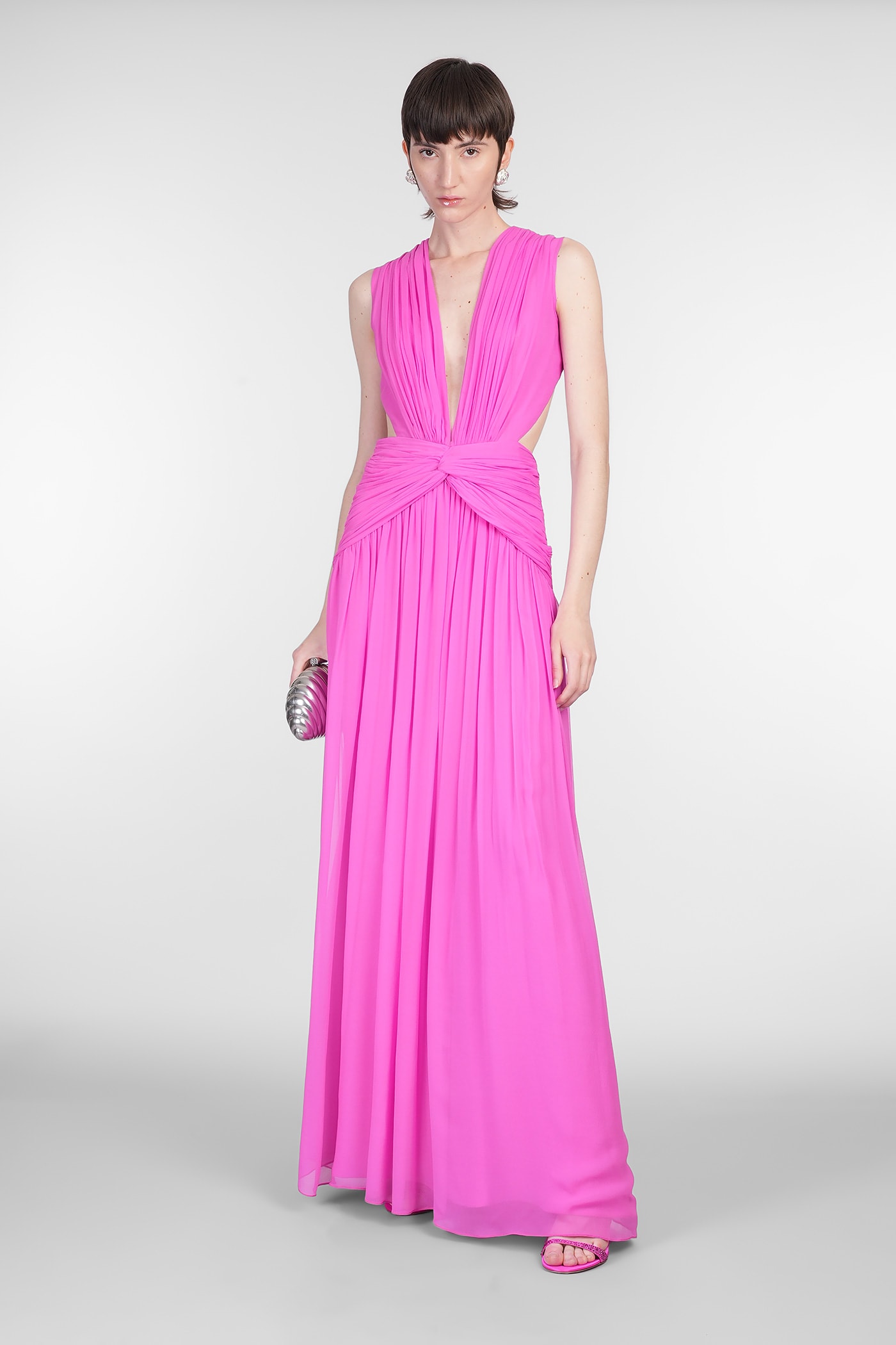 Costarellos Luccia Dress Woman In Fuxia Silk