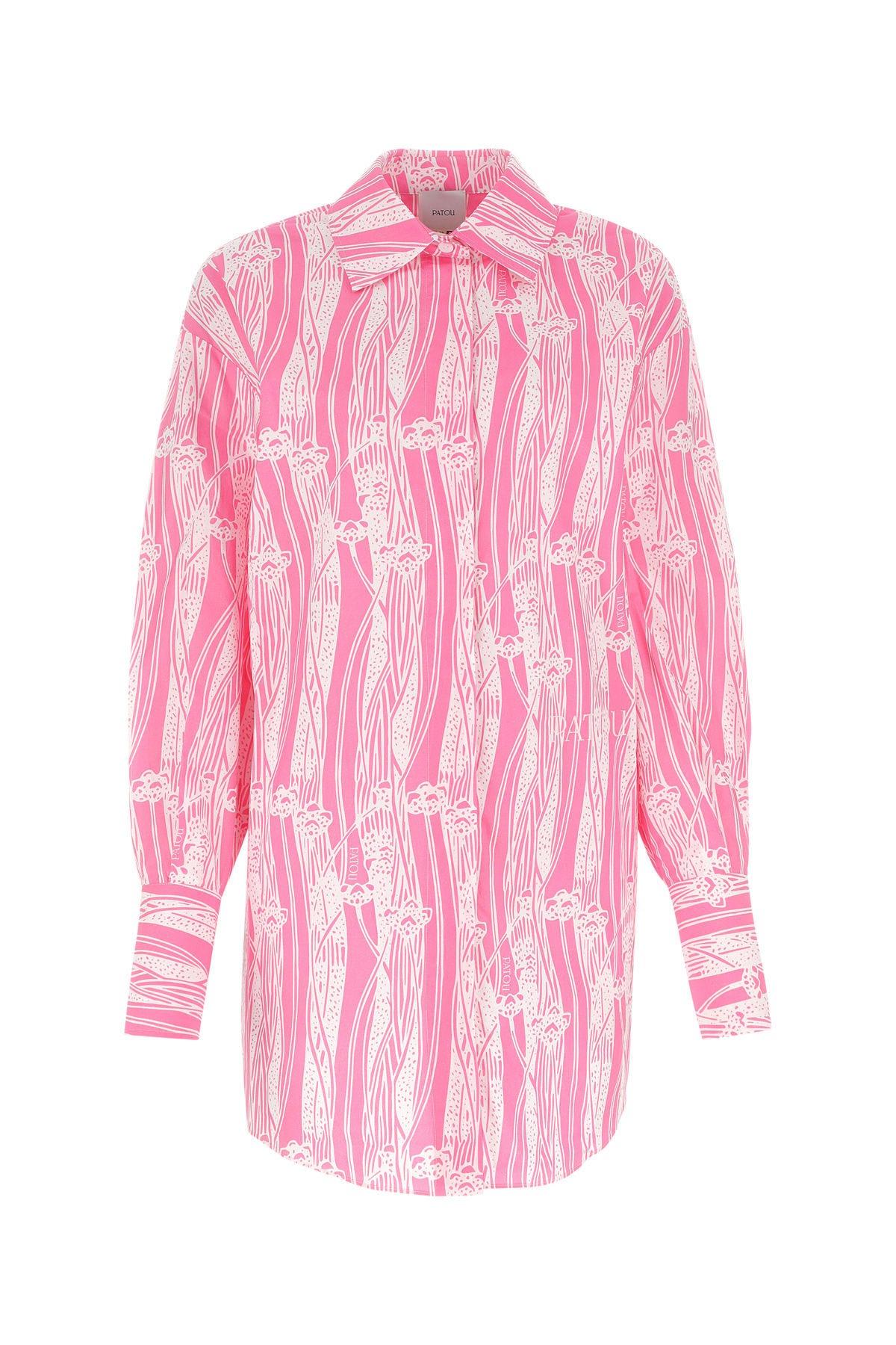 Patou Printed Poplin Chemisier Dress In Pink
