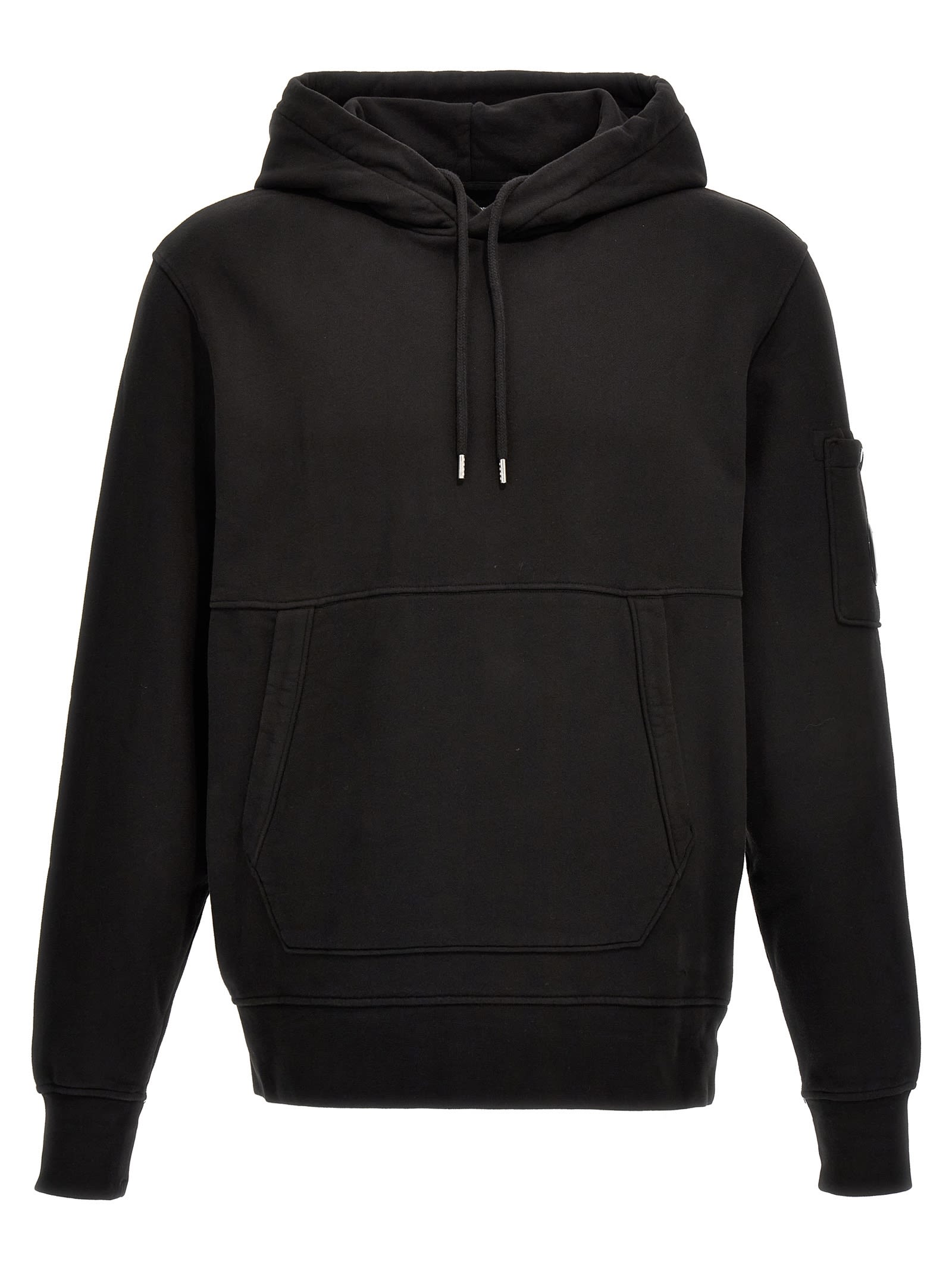 Shop C.p. Company Logo Badge Hoodie Fleece In Black