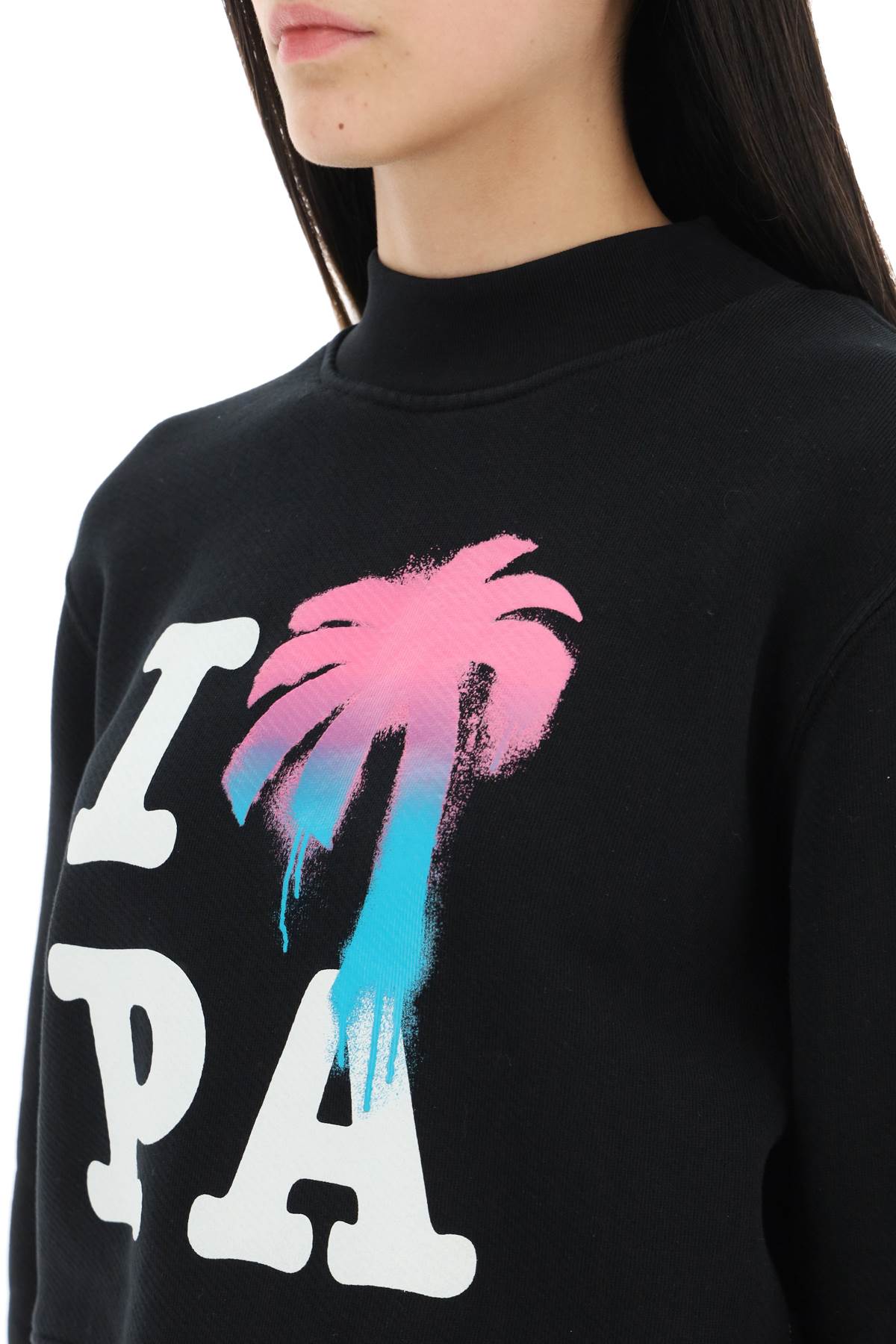 Shop Palm Angels I Love Pa Organic Cotton Sweatshirt In Black