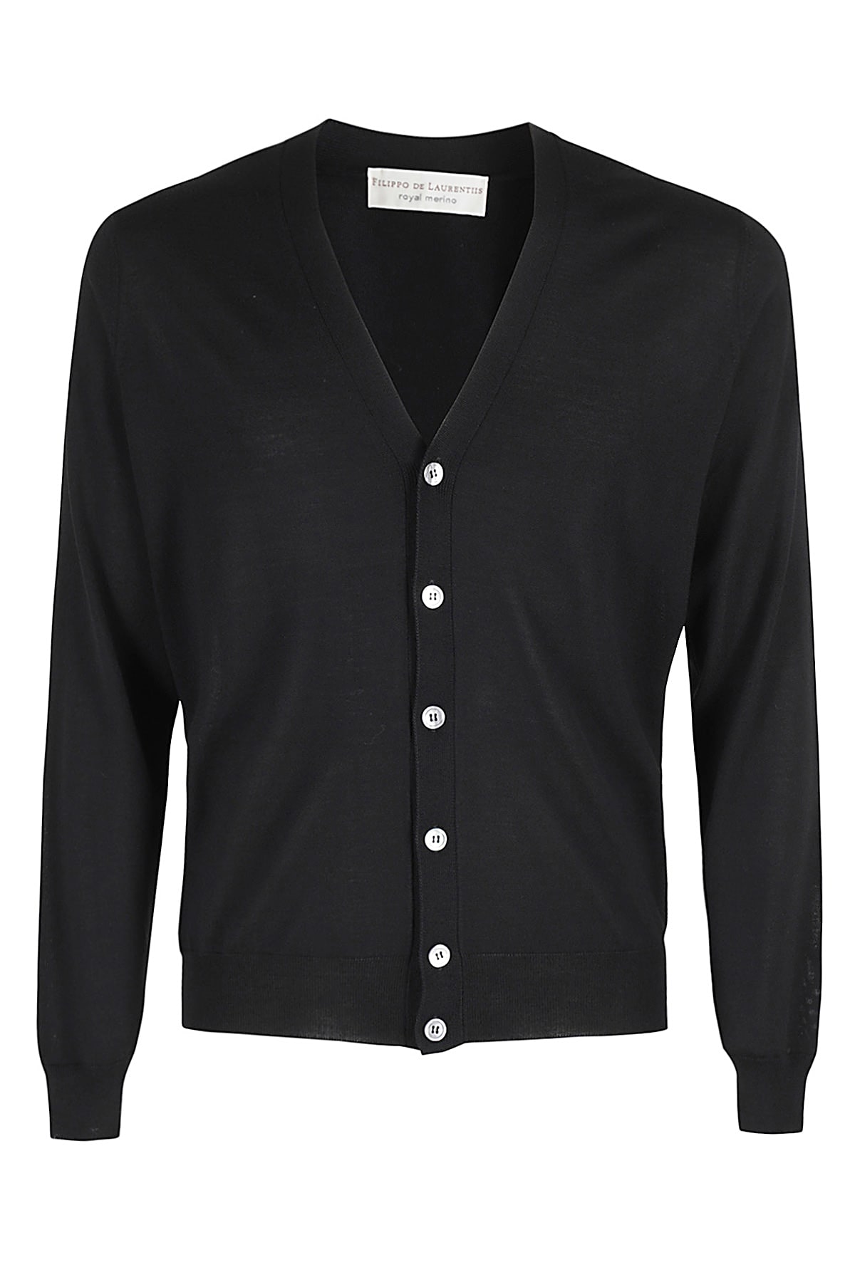 Shop Filippo De Laurentiis Cardigan Bott ml R Merino In Nero