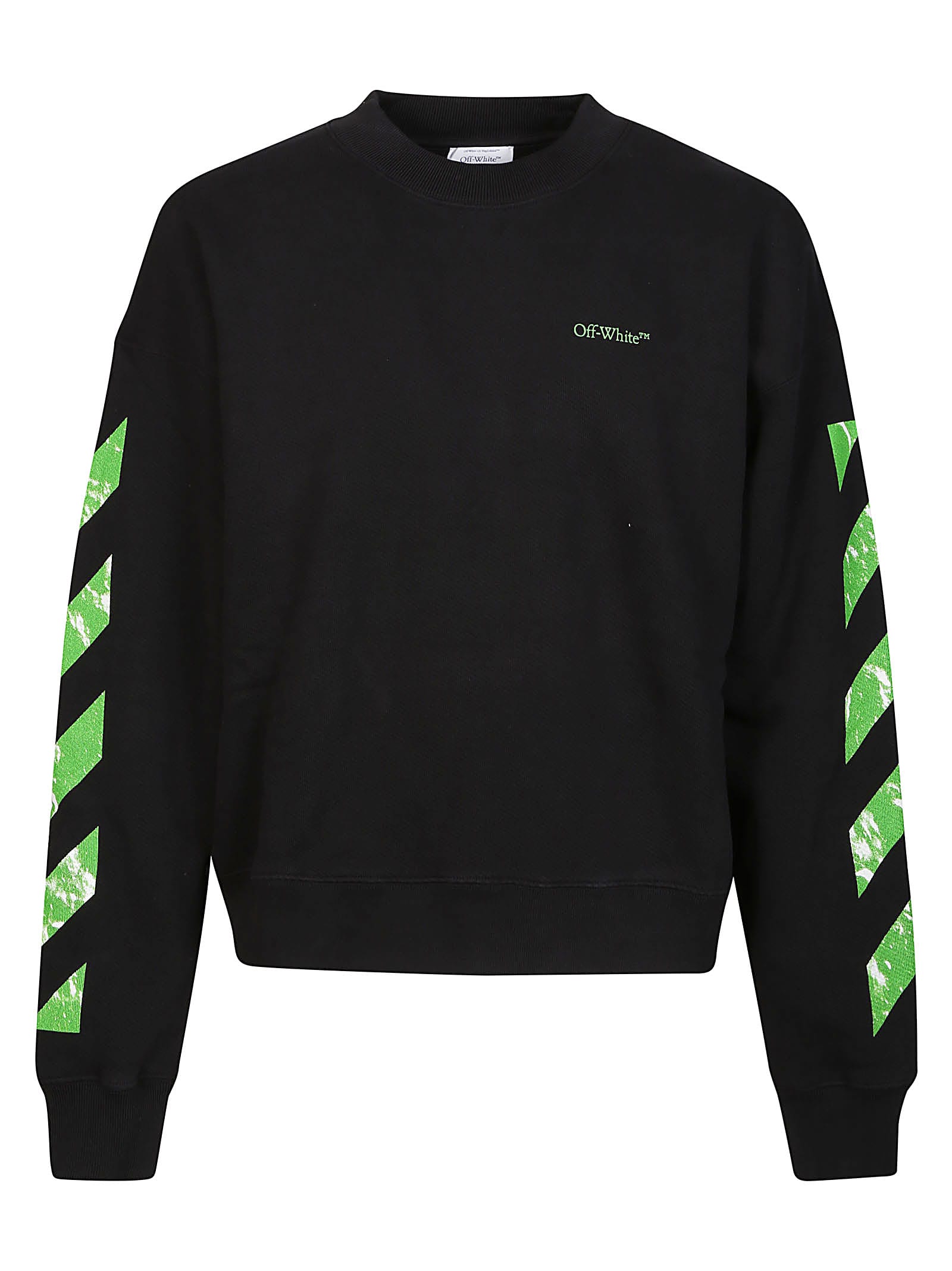Off-white Diag-stripe Cotton Sweatshirt In Black,green
