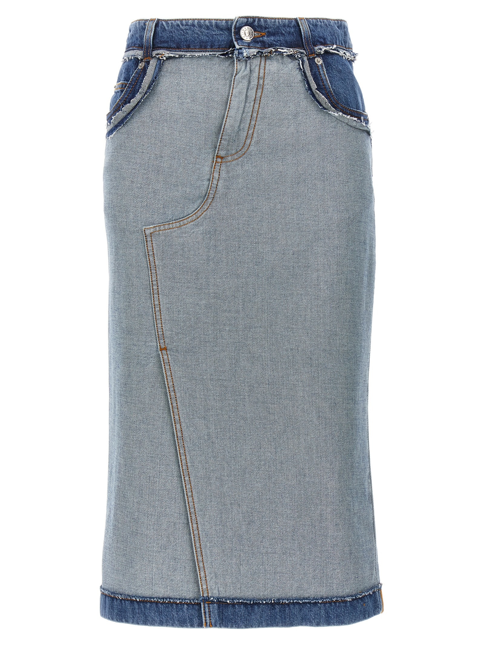 Shop Marni Denim Midi Skirt In Light Blue