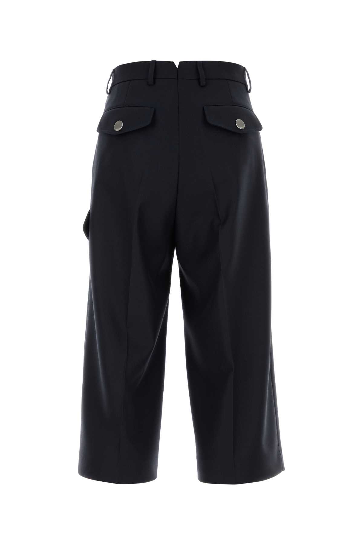 Shop Ami Alexandre Mattiussi Midnight Blue Wool Bermuda Shorts In Navyblue