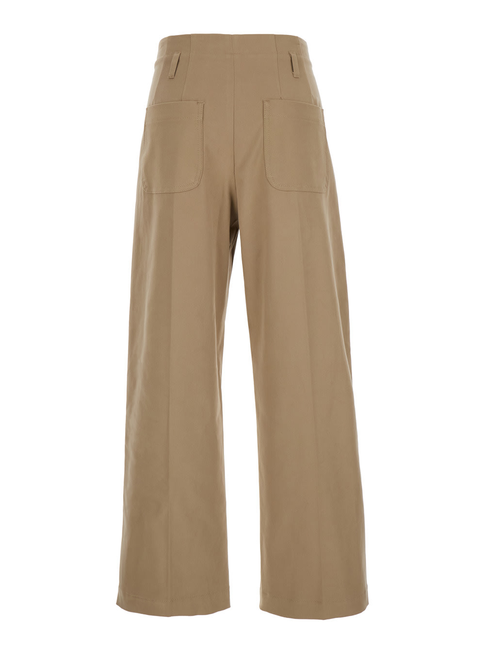 manon Beige Pants With Plisse In Cotton Woman