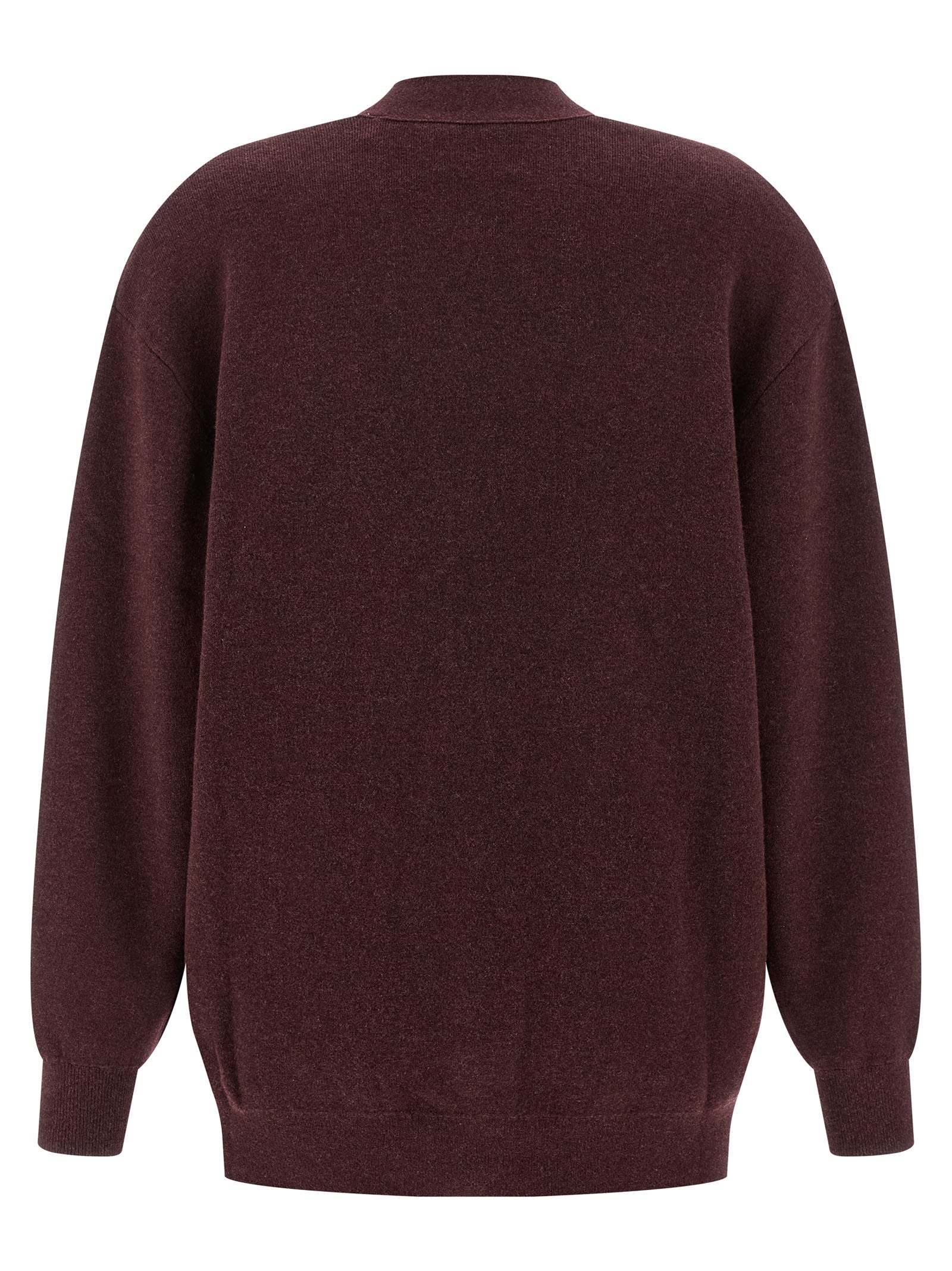 Isabel Marant Étoile V-neck Burgundy Cardigan With Center Button Closure In Animal Print
