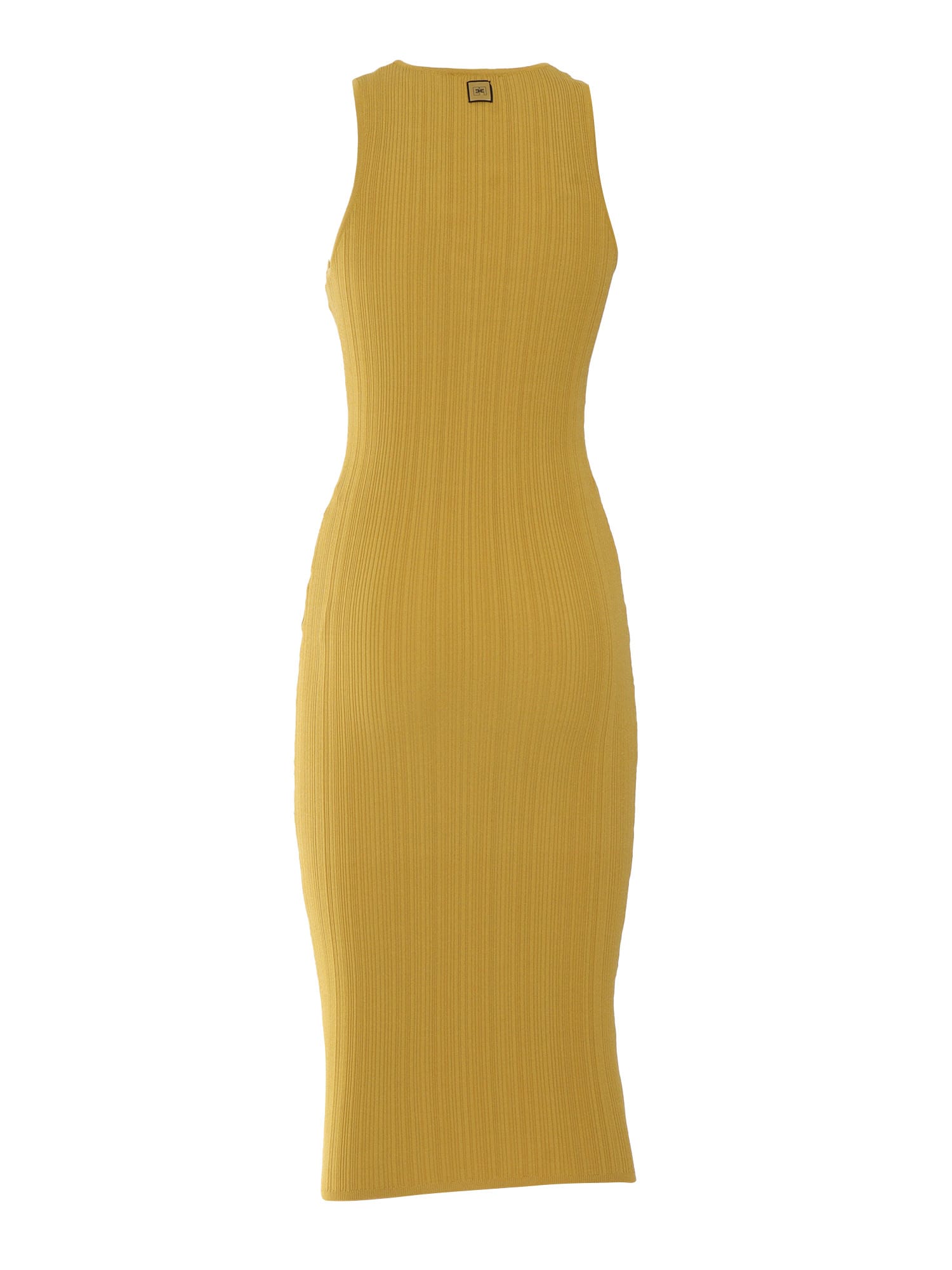 Elisabetta Franchi Knitted Dress In Yellow