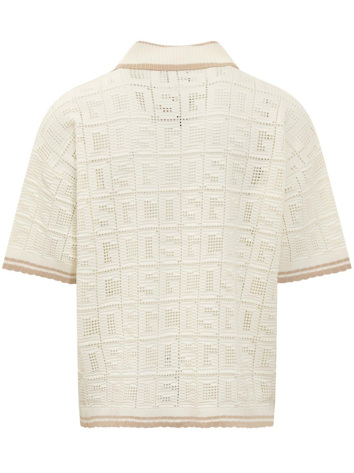 Shop Gcds Monogram Macramé Knit Shirt In White