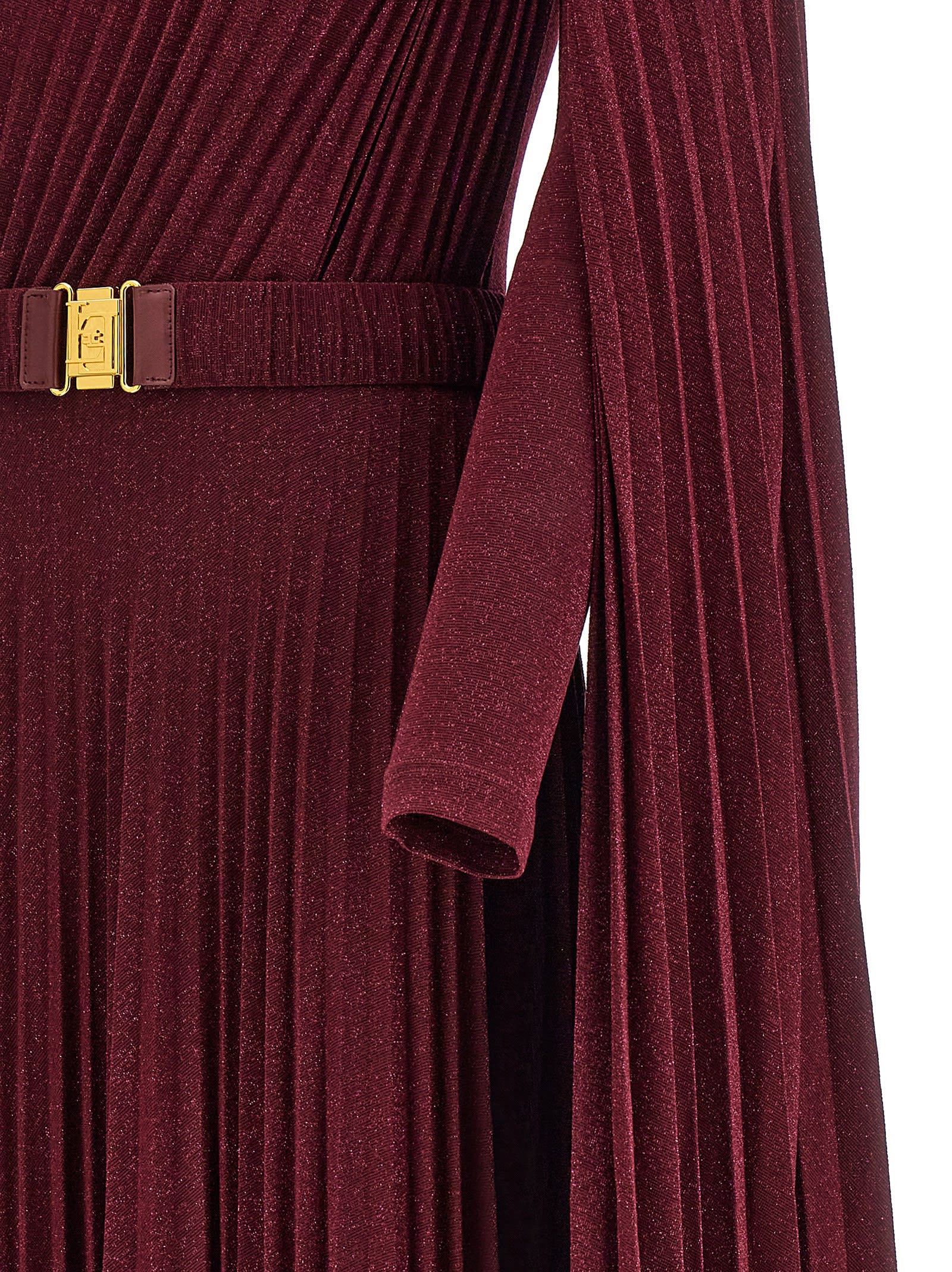 Shop Elisabetta Franchi One-shoulder Dress  In Bordeaux