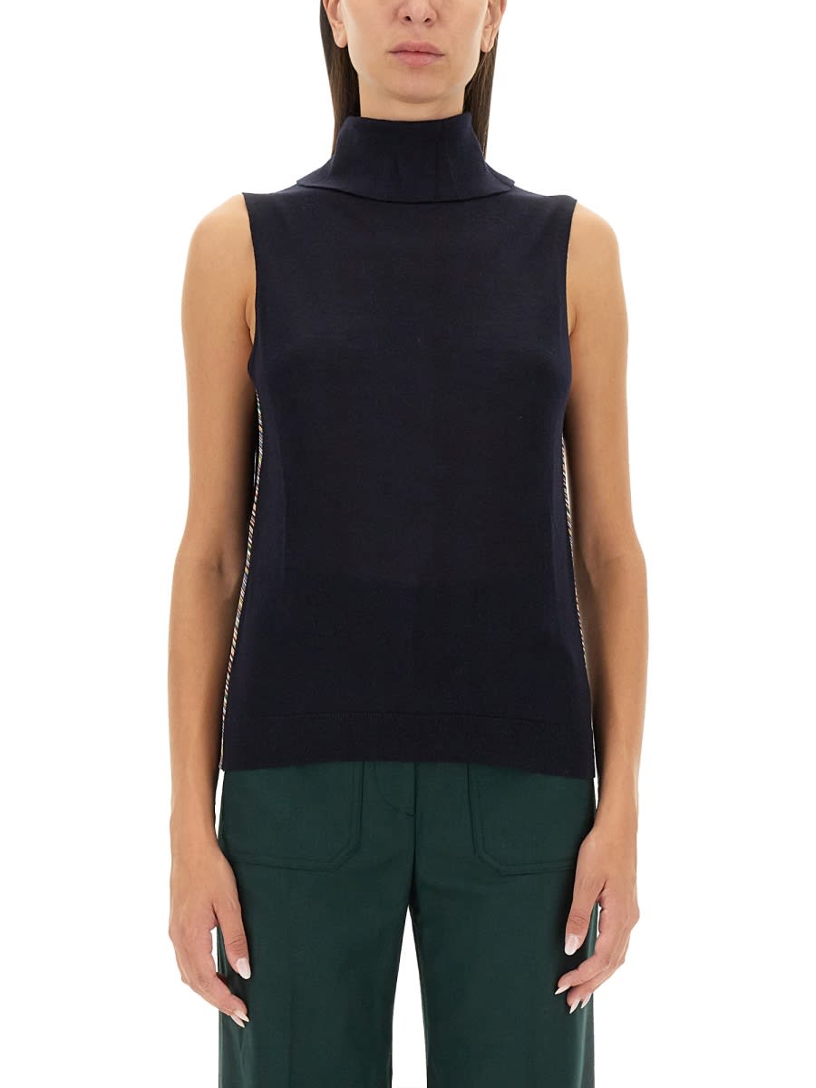 Shop Paul Smith High Neck Top In Blue