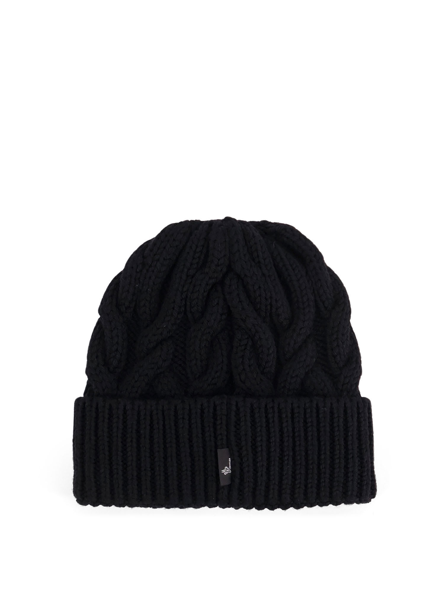 Moncler Grenoble Logo Patch Knitted Beanie In Black