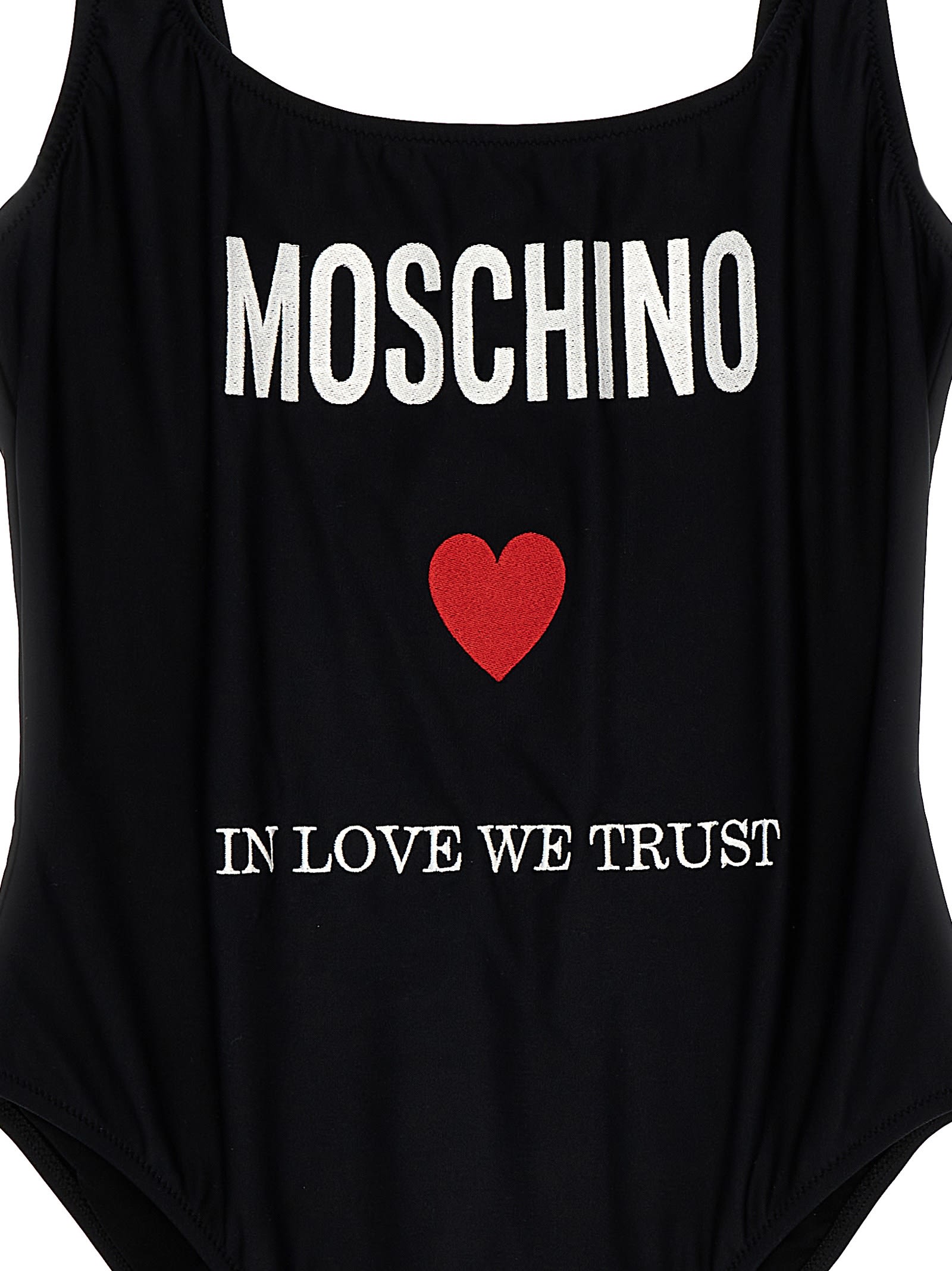 Shop Moschino In Love We Trust One-piece Swimsuit In Black