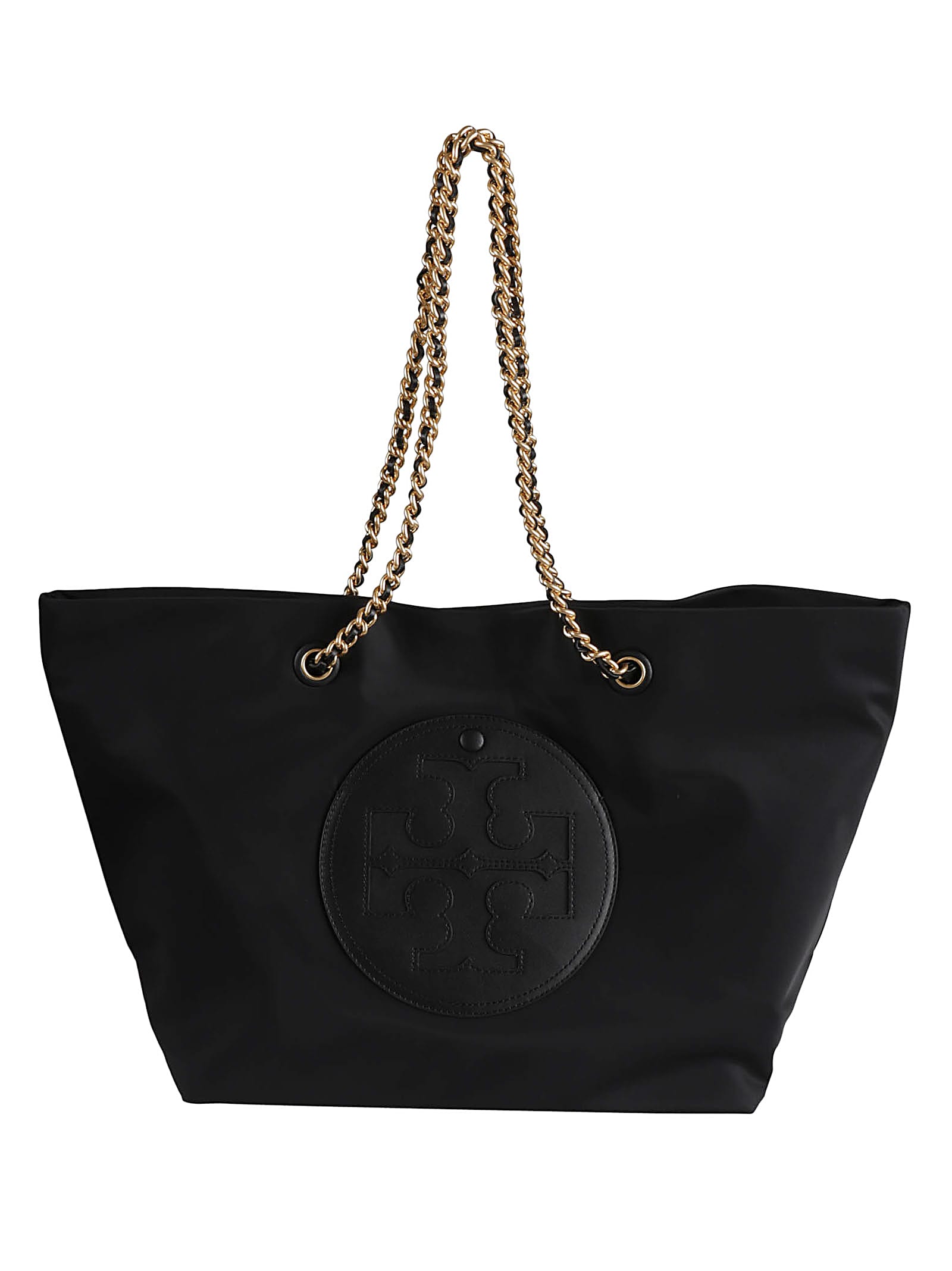 Shop Tory Burch Ella Logo Patched Tote In Black