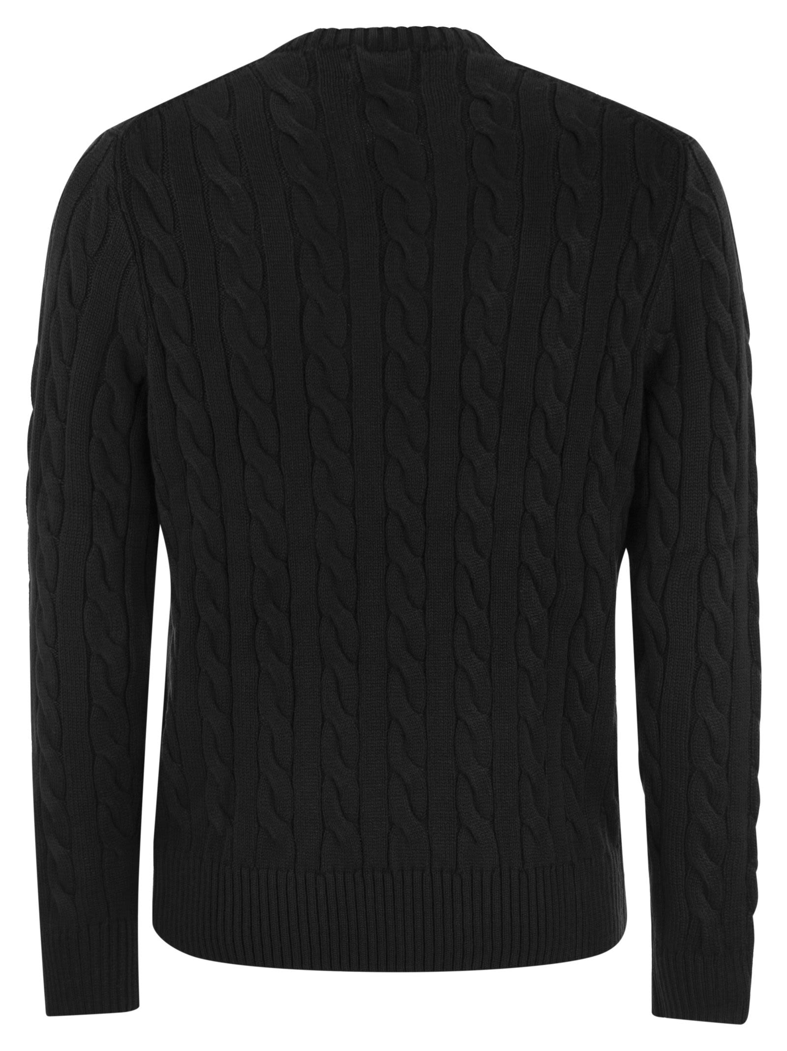 Shop Polo Ralph Lauren Plaited Cotton Jersey In Black