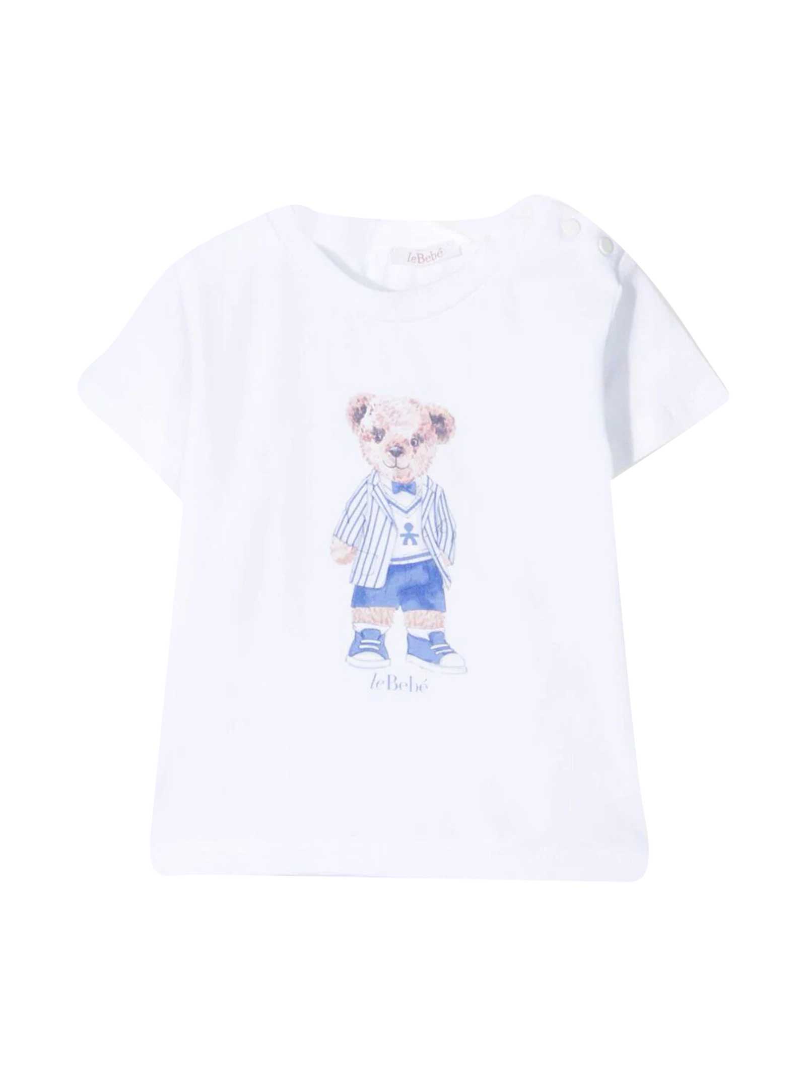 Lebebé Babies' White Le Bebé Enfant Teddy Bear T-shirt In Bianco