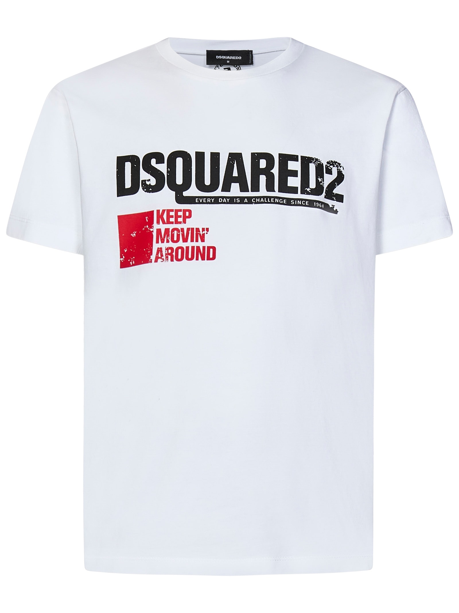 Shop Dsquared2 Keep Moving Around Cool Fit T-shirt In White