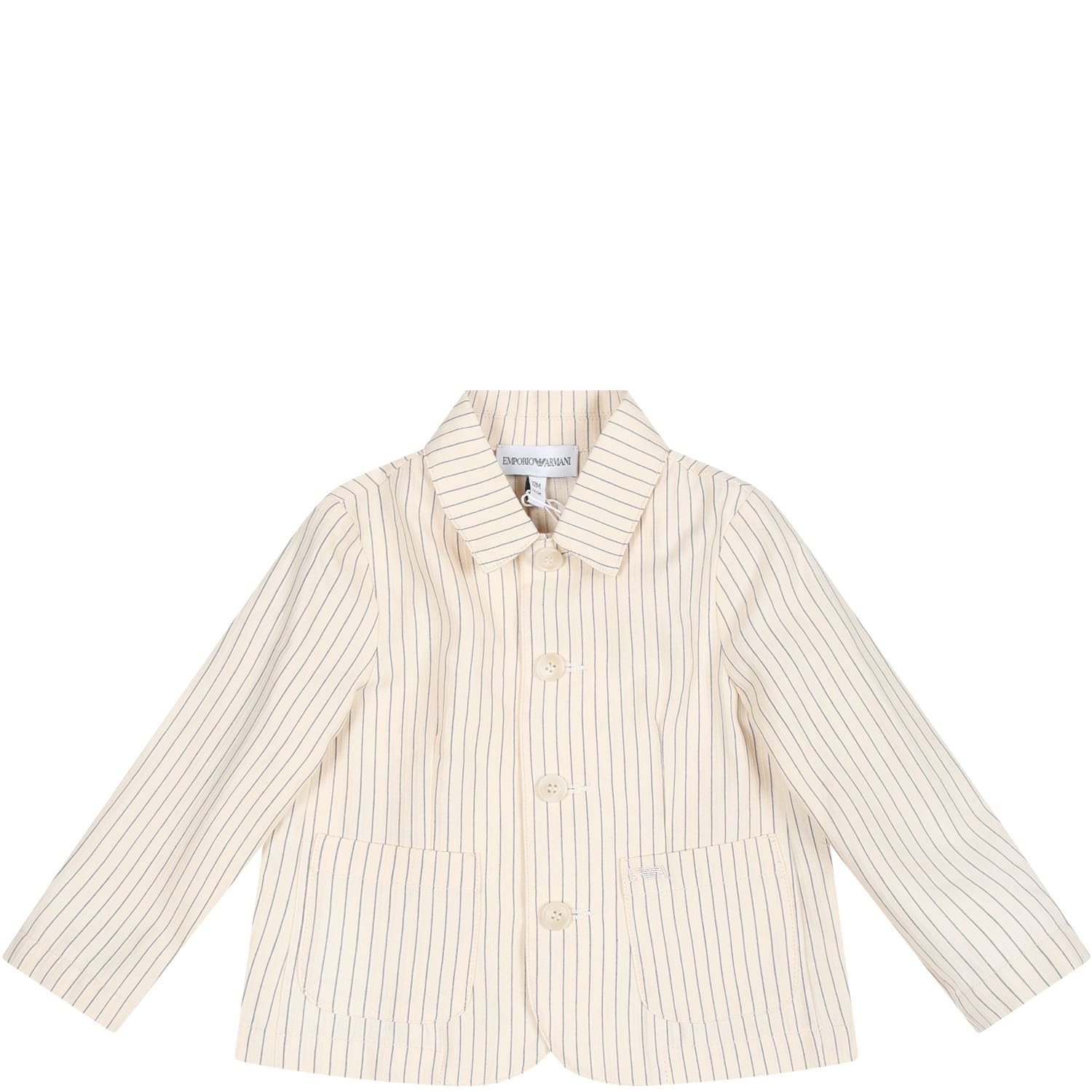 Shop Armani Collezioni Ivory Jacket For Baby Boy
