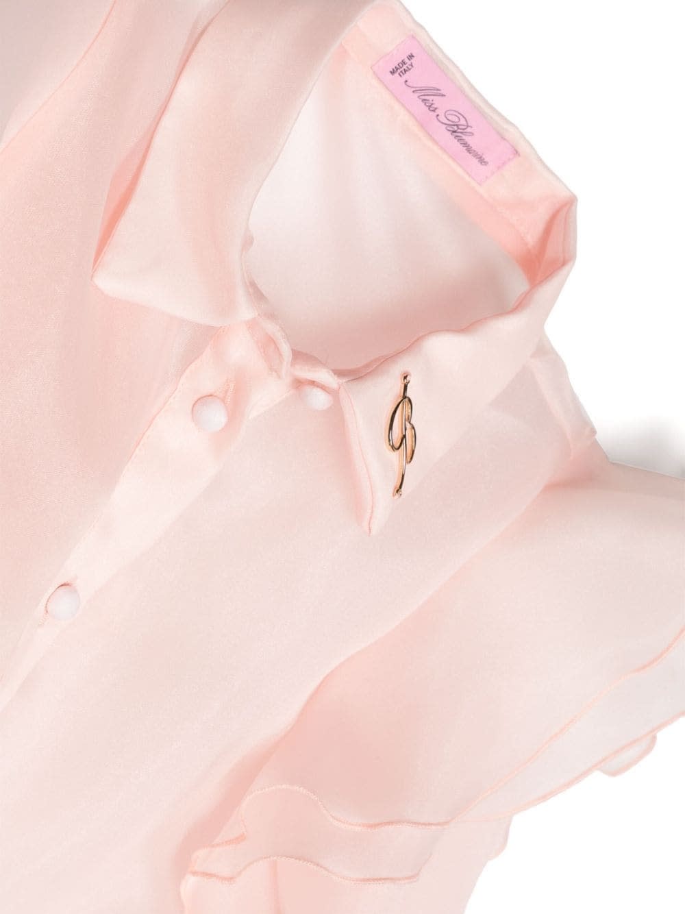 Shop Miss Blumarine Camicia Semi Trasparente Con Ruches In Pink