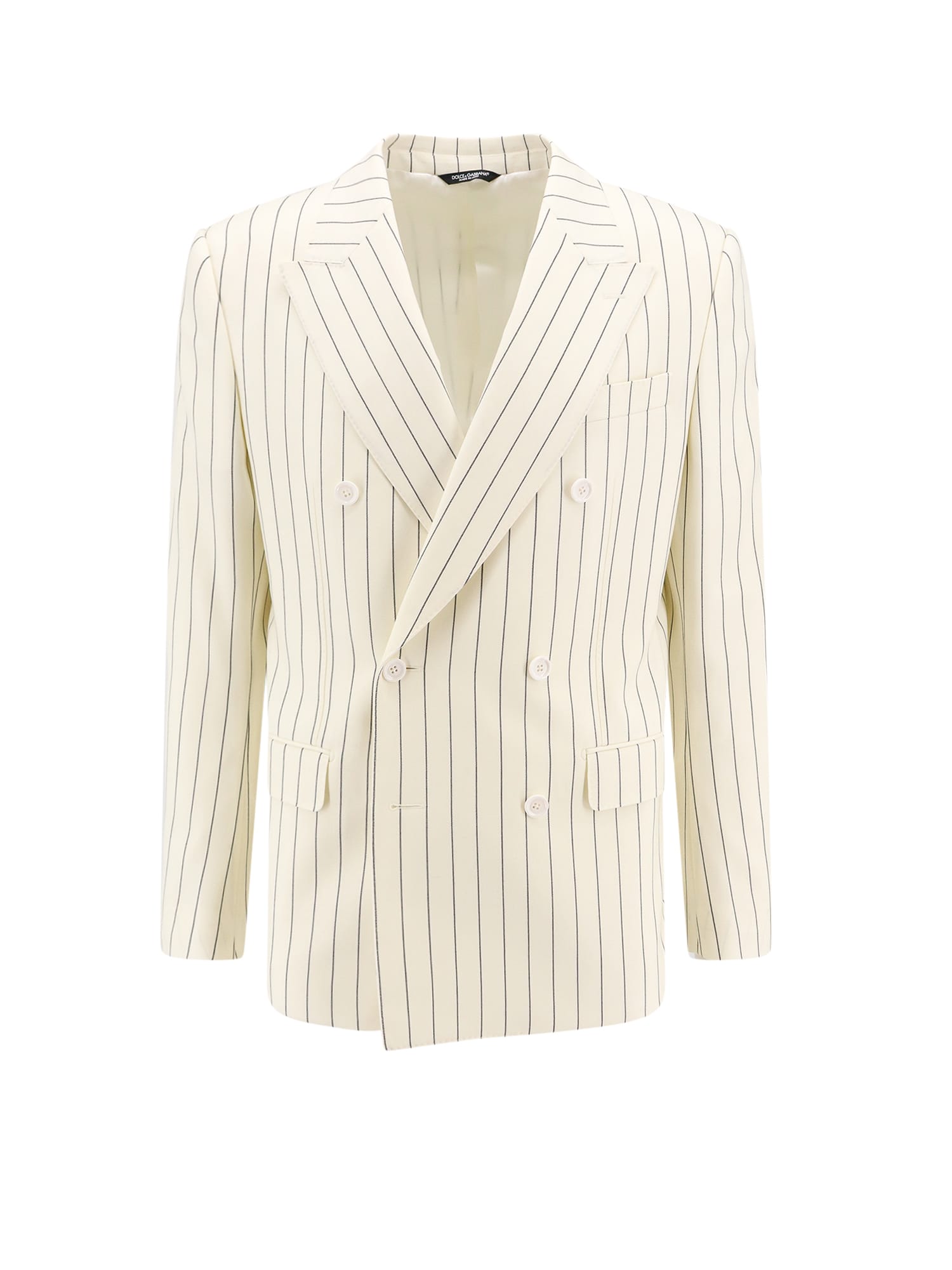 Shop Dolce & Gabbana Blazer In Rigato (white)