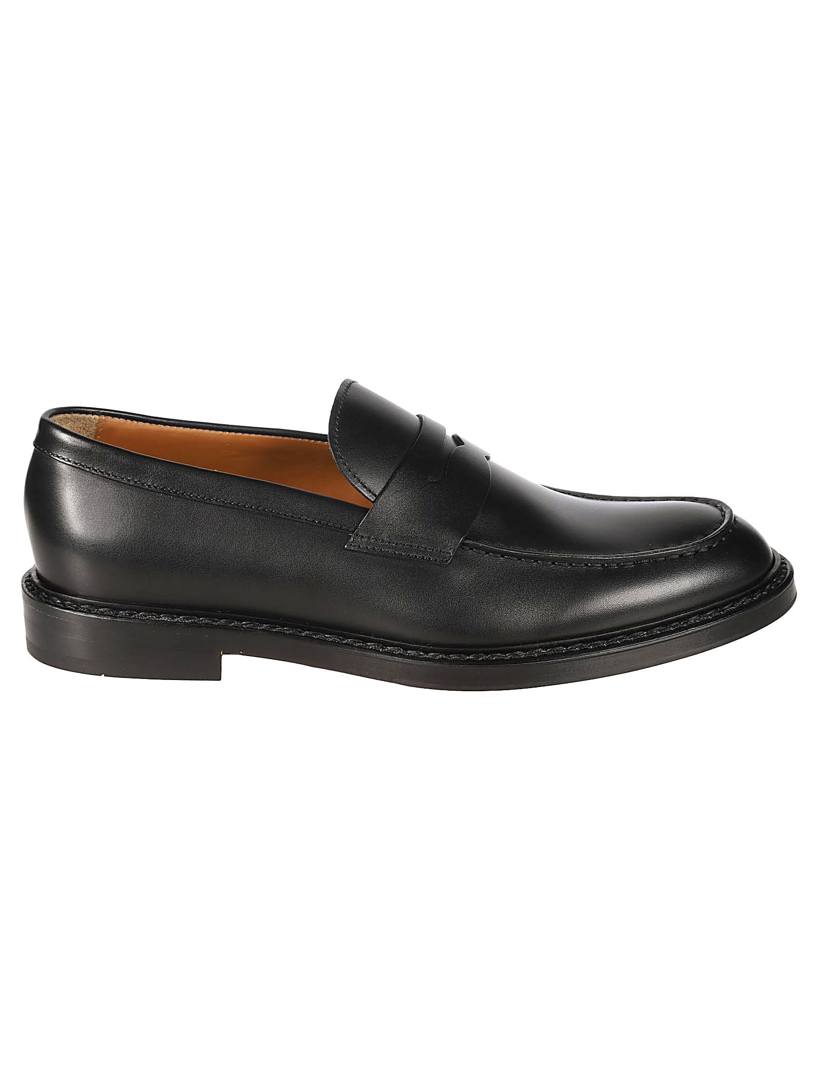 Shop Doucal's Penny Loafers In Nero/fondo Nero