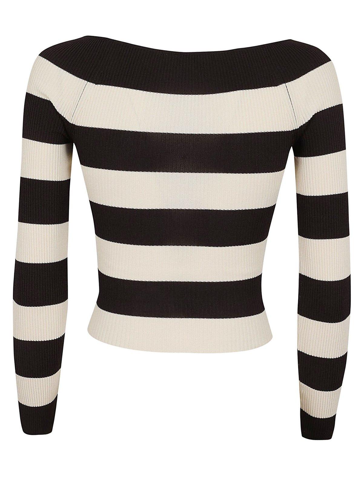 Shop Philosophy Di Lorenzo Serafini Boat Neck Striped Jumper In White