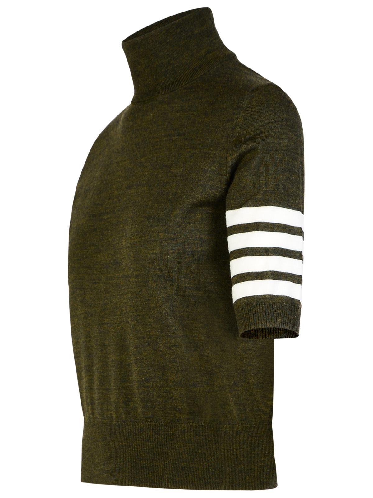 Shop Thom Browne 4-bar Green Wool Turtleneck Sweater