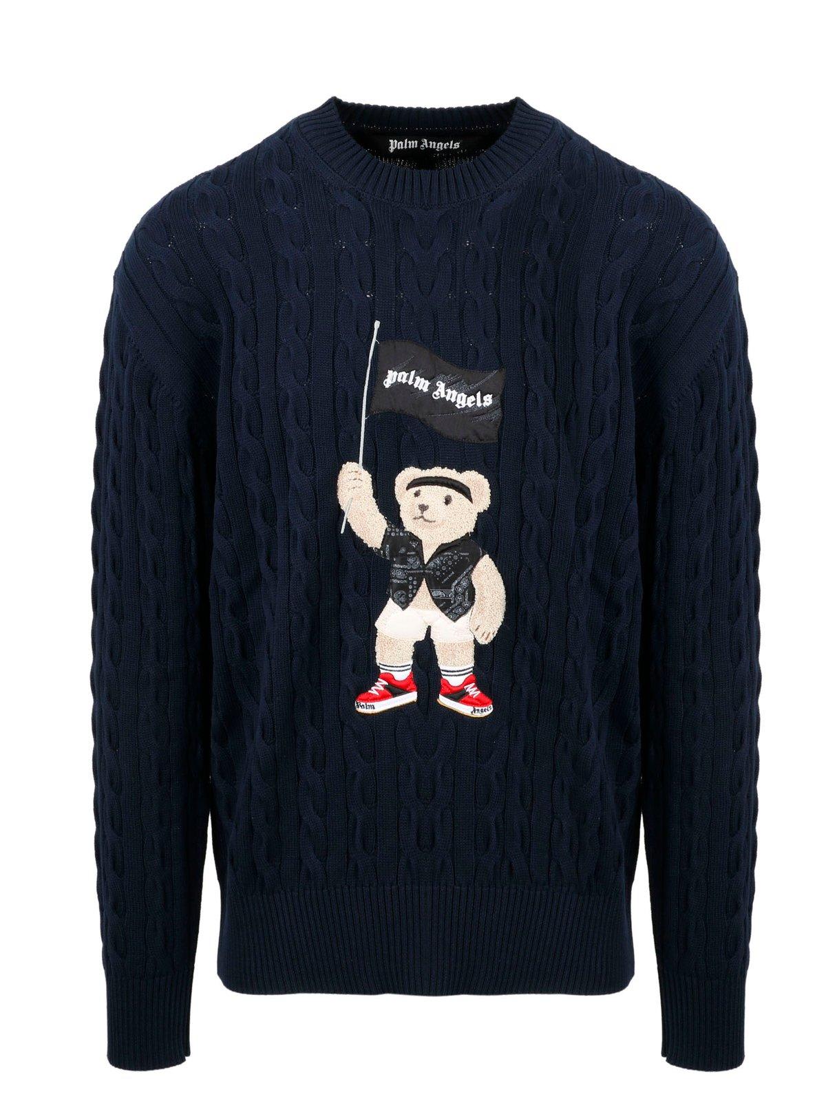 Palm Angels Pirate Bear Cable Knit Sweater
