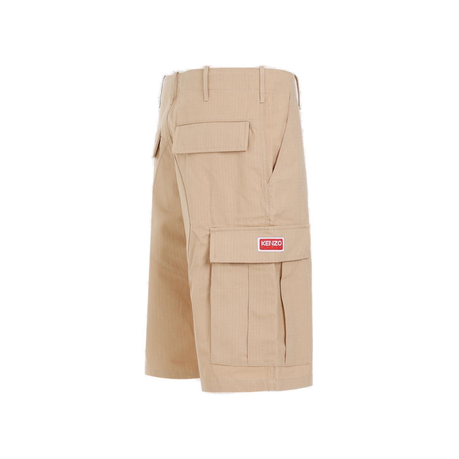 Shop Kenzo Cargo Workwear Shorts In Beige