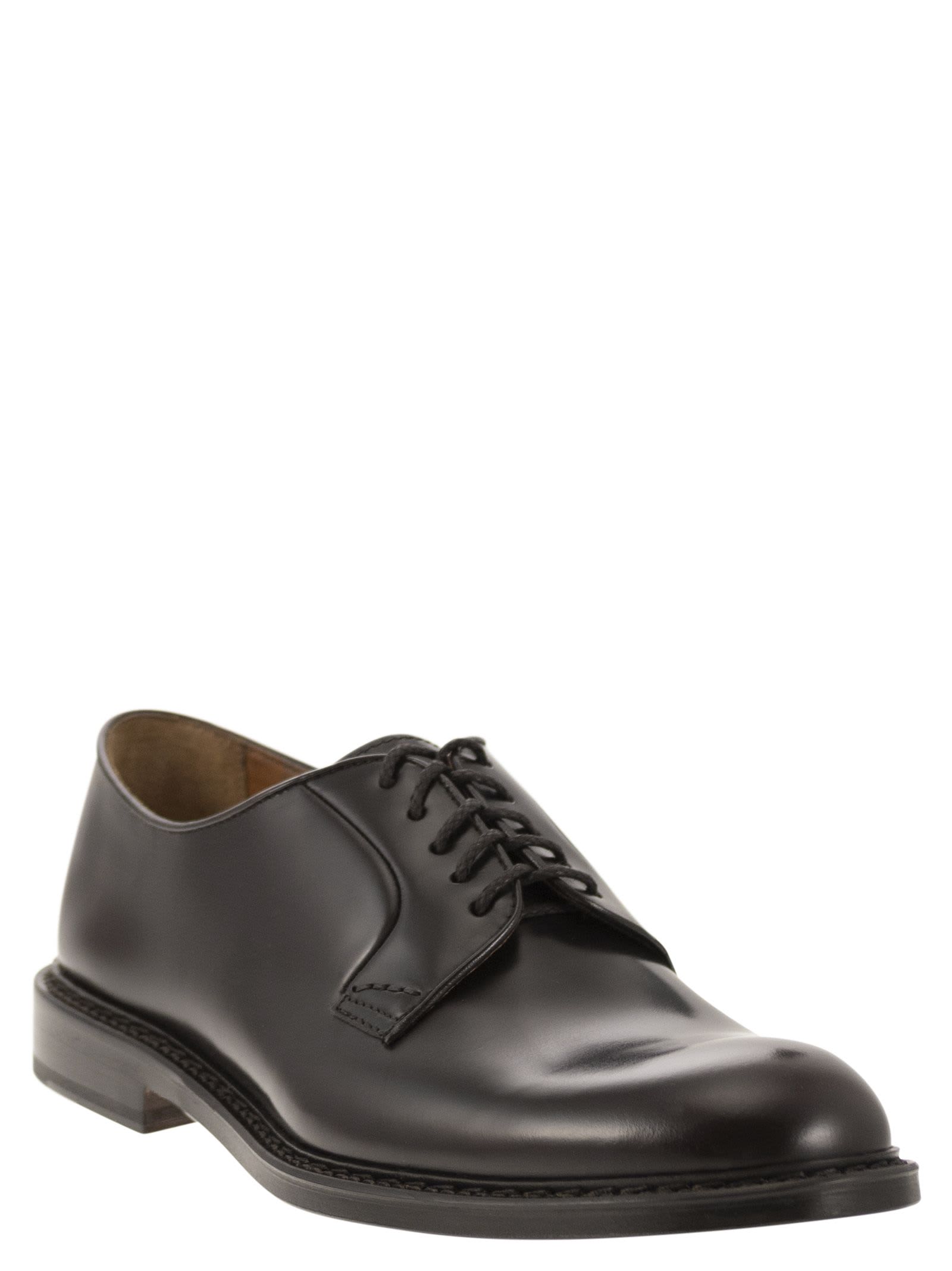 Shop Doucal's Smooth Leather Derby In Brown