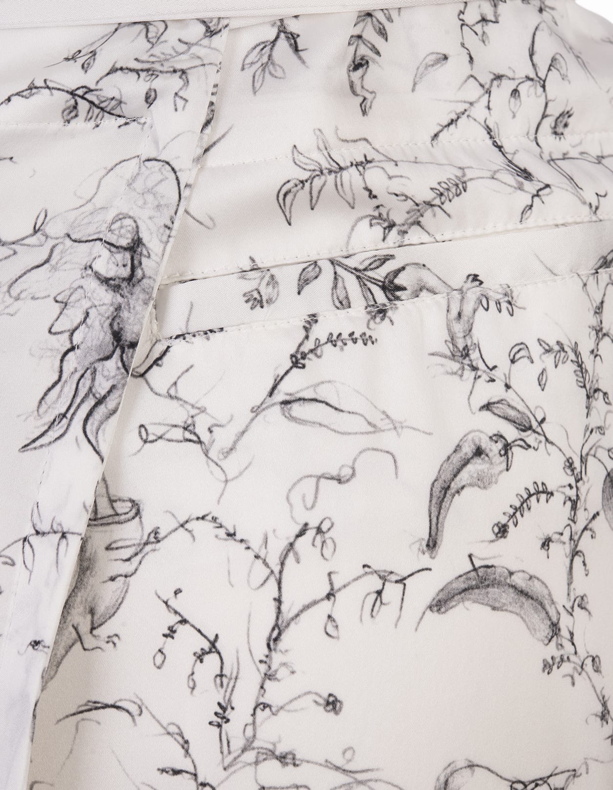 Shop Fabiana Filippi Printed White Silk Satin Midi Skirt