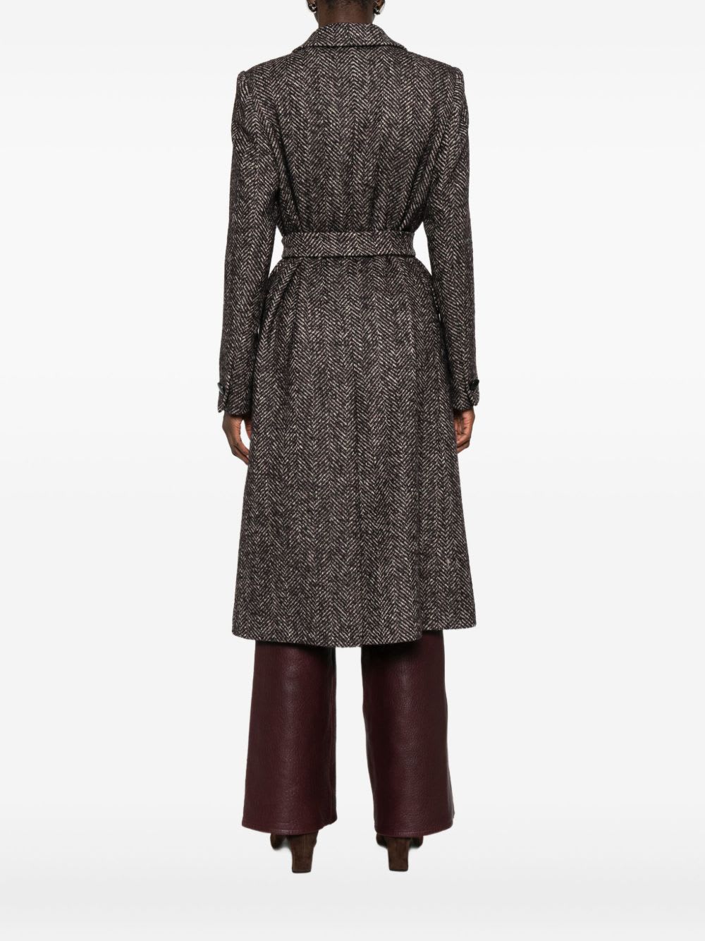 Tagliatore Herringbone Double-breasted Wool Coat In Brown