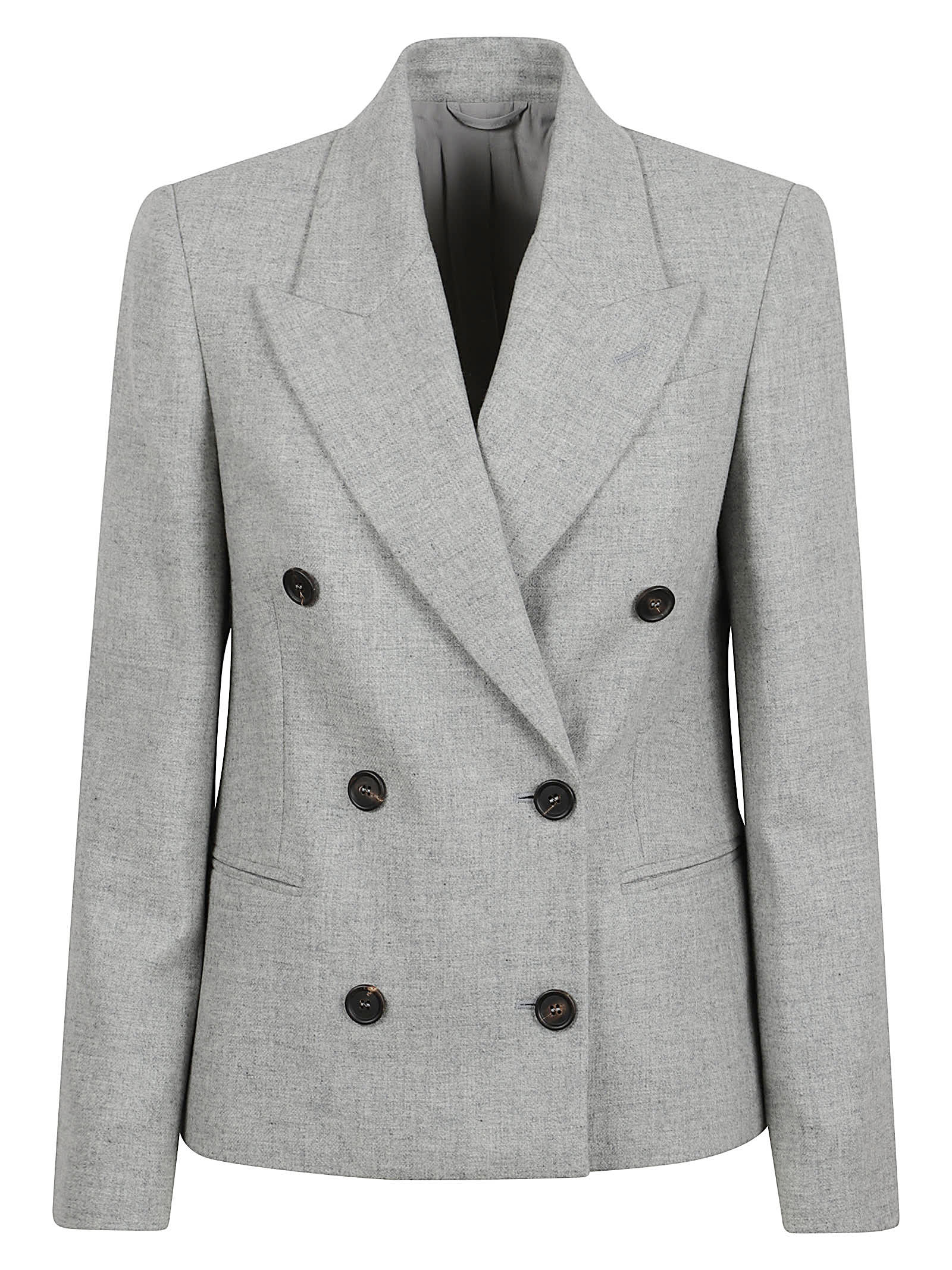 Brunello Cucinelli Double-breasted Wool Jacket In Gray