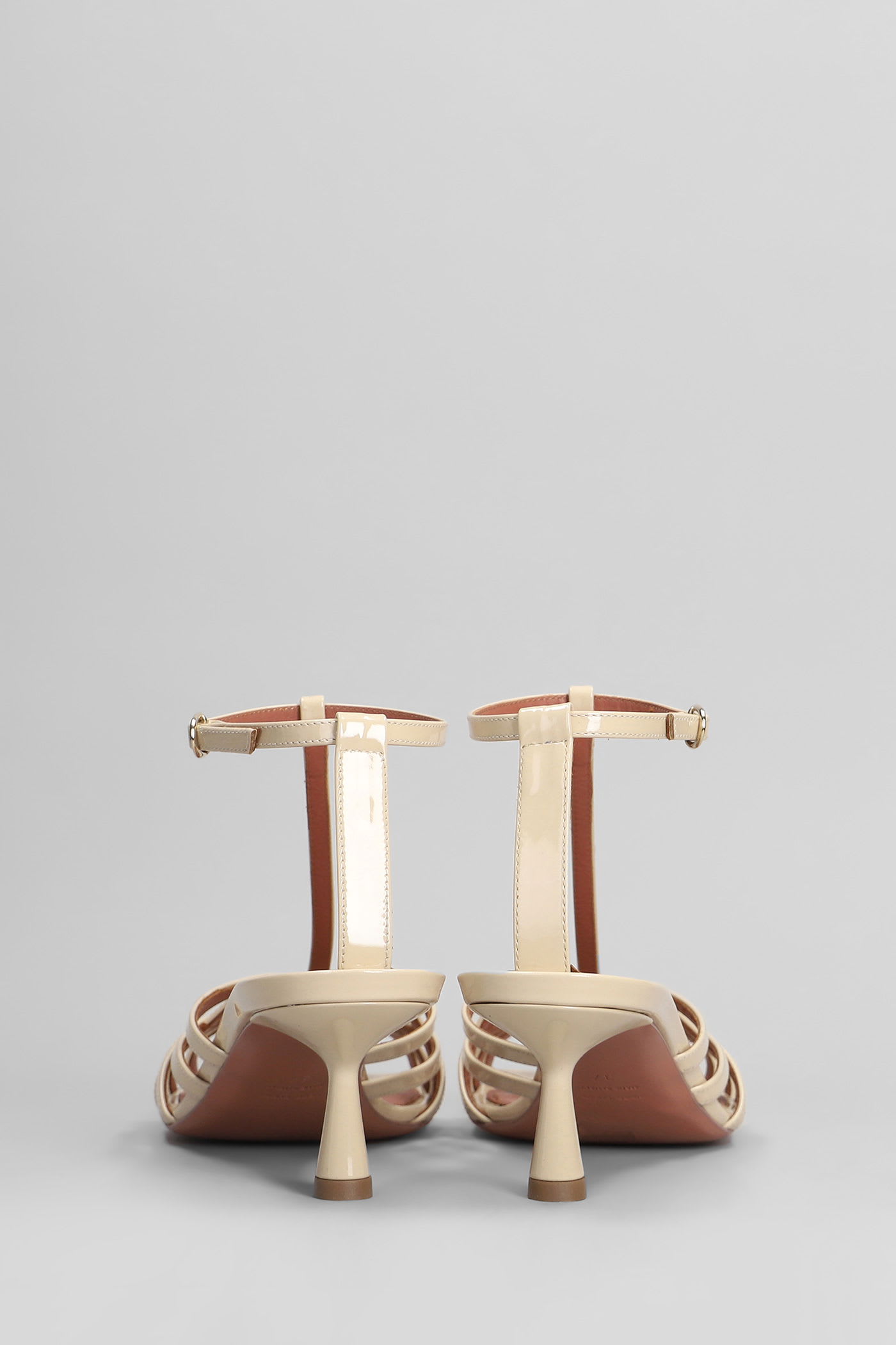 Aldo Castagna Manila Sandals In Powder Patent Leather In Brown