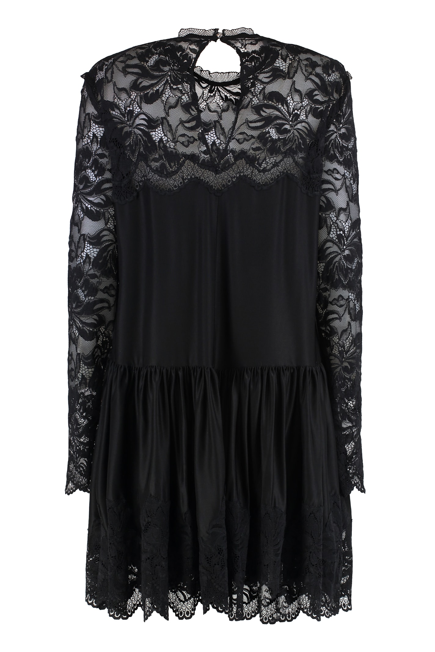 Rabanne Floral-lace Tiered Dress In Black