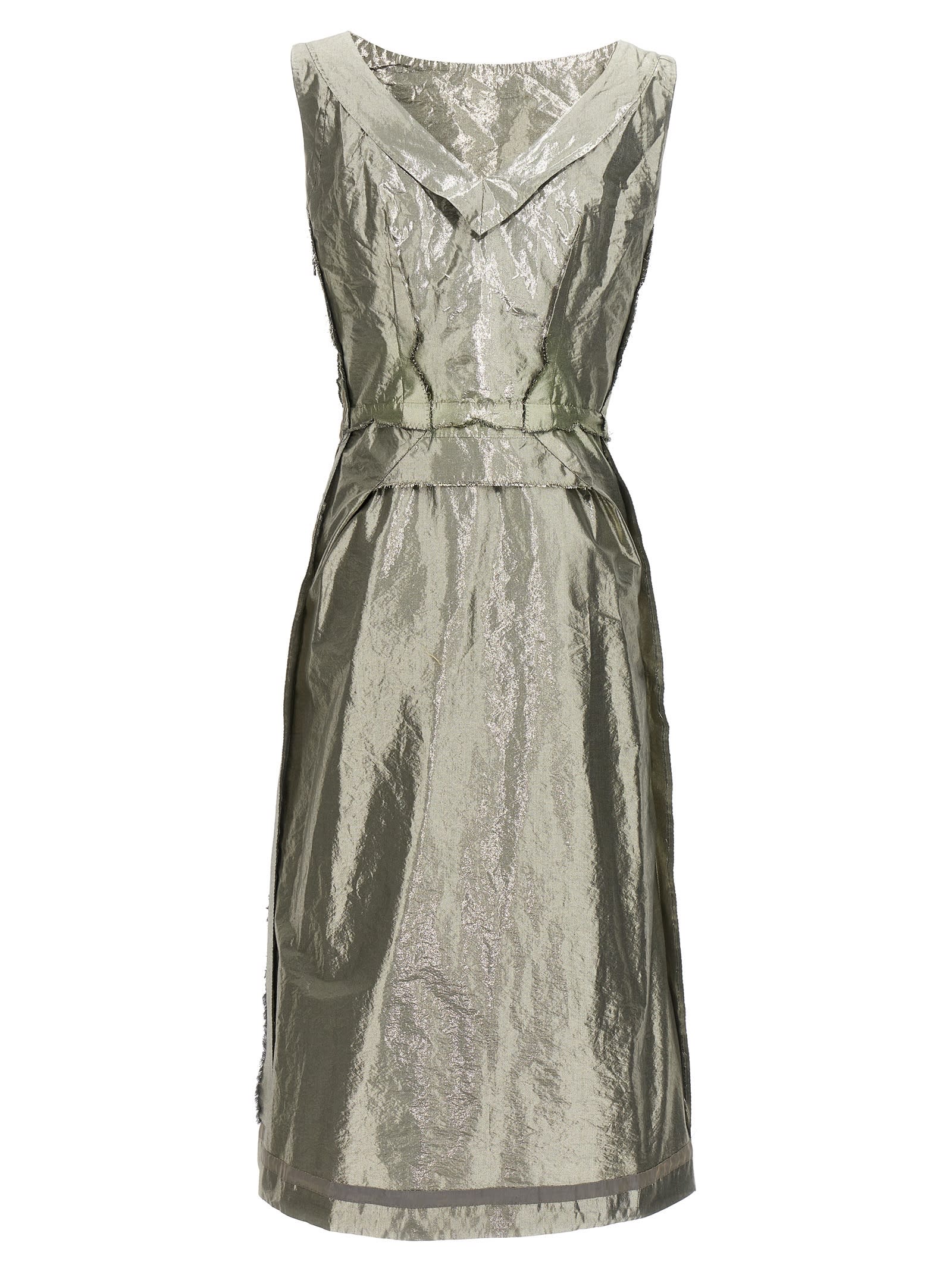 Shop Maison Margiela Laminated Dress In Silver