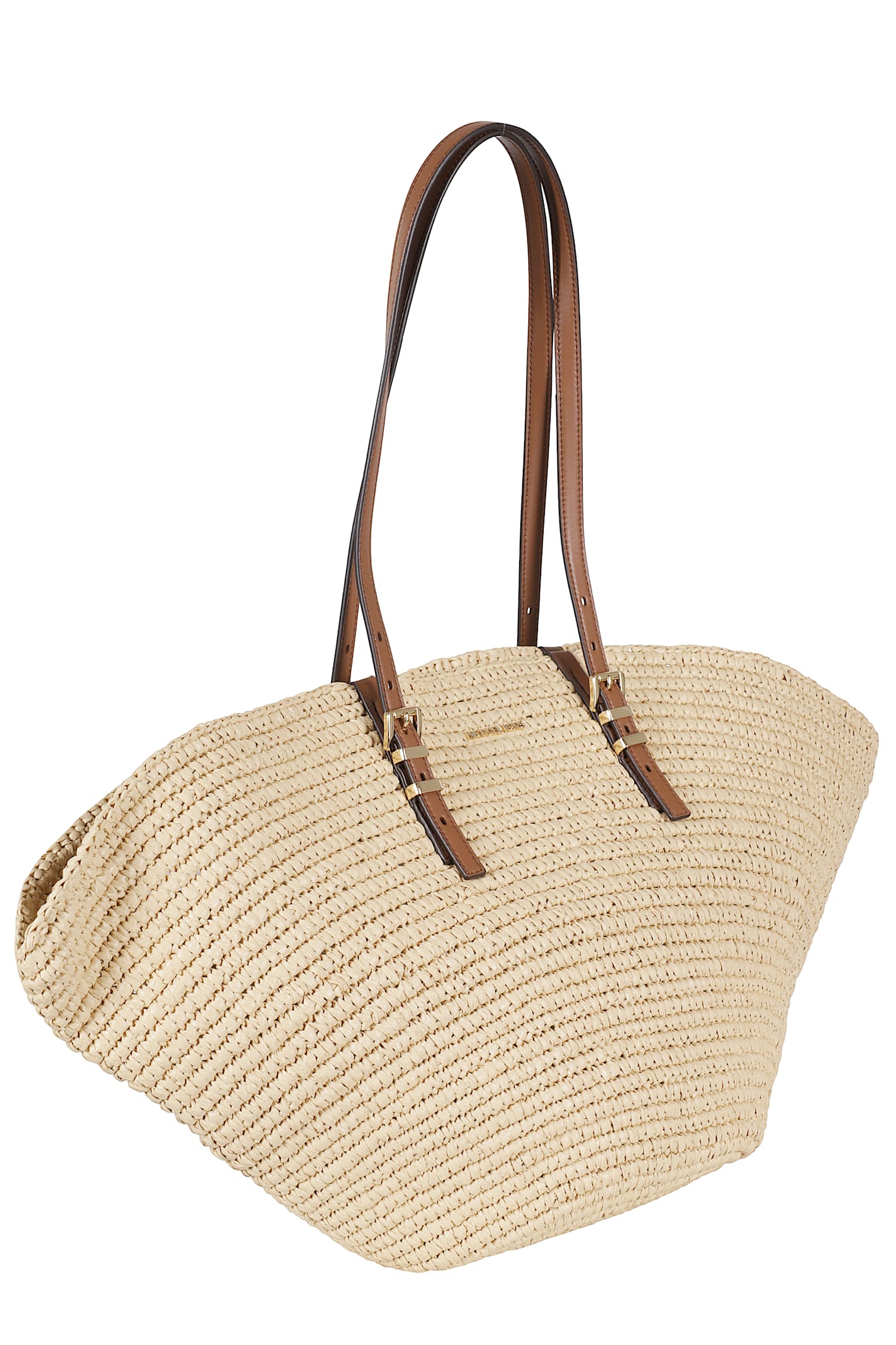 MICHAEL MICHAEL KORS ISA LARGE BEIGE SHOPPER WITH WOVEN DESIGN AND TWO ADJUSTABLE HANDLES IN TECH FABRIC WOMAN